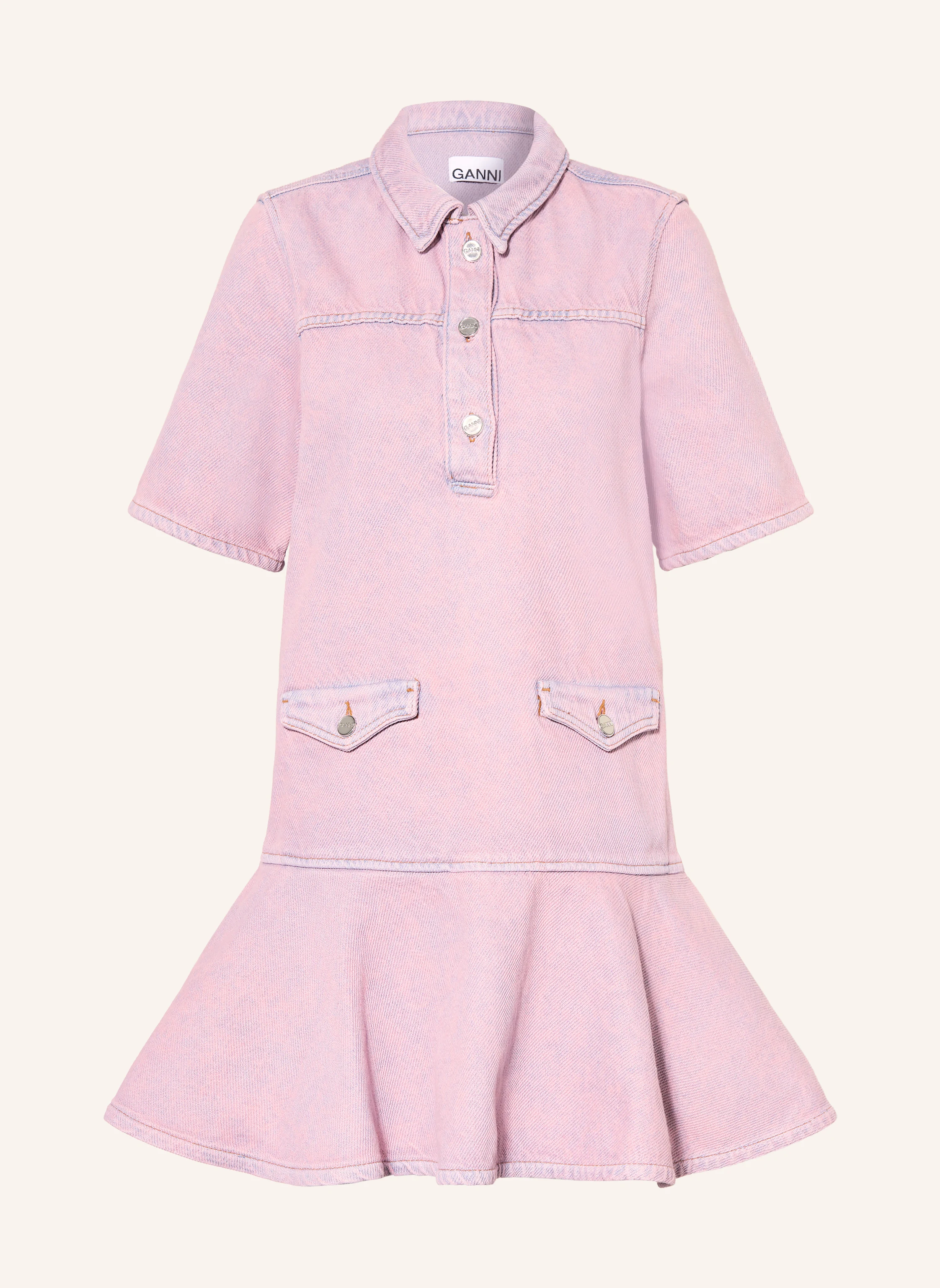 ganni denim dress pink GANNI pre-owned Denim Mini Dress | Pink