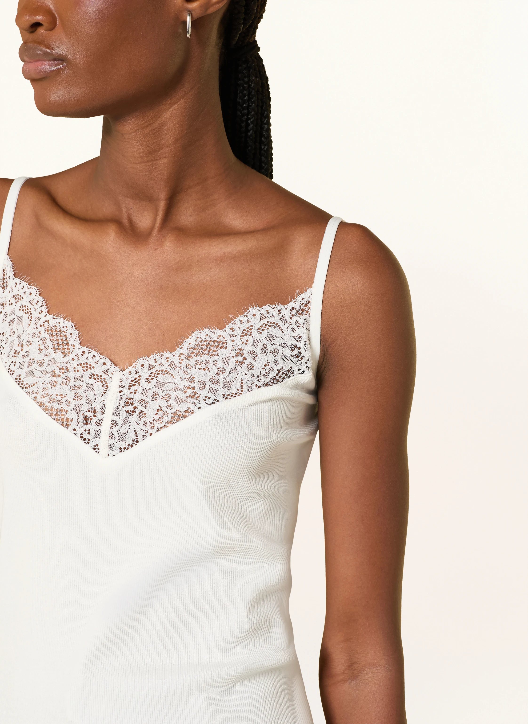 darling harbour Jersey top with lace: OFFWHITE