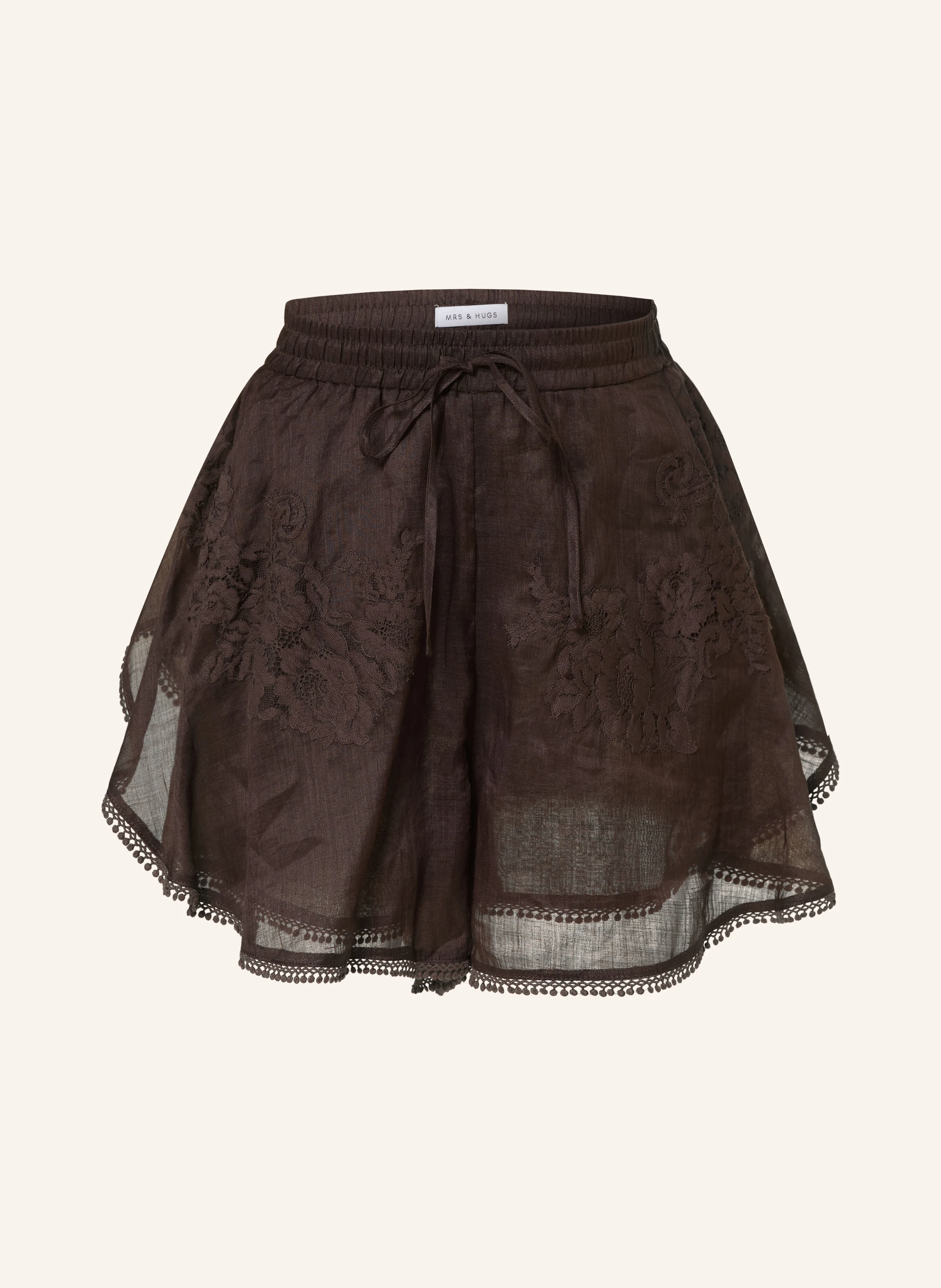 MRS & HUGS Shorts with lace: DARK BROWN