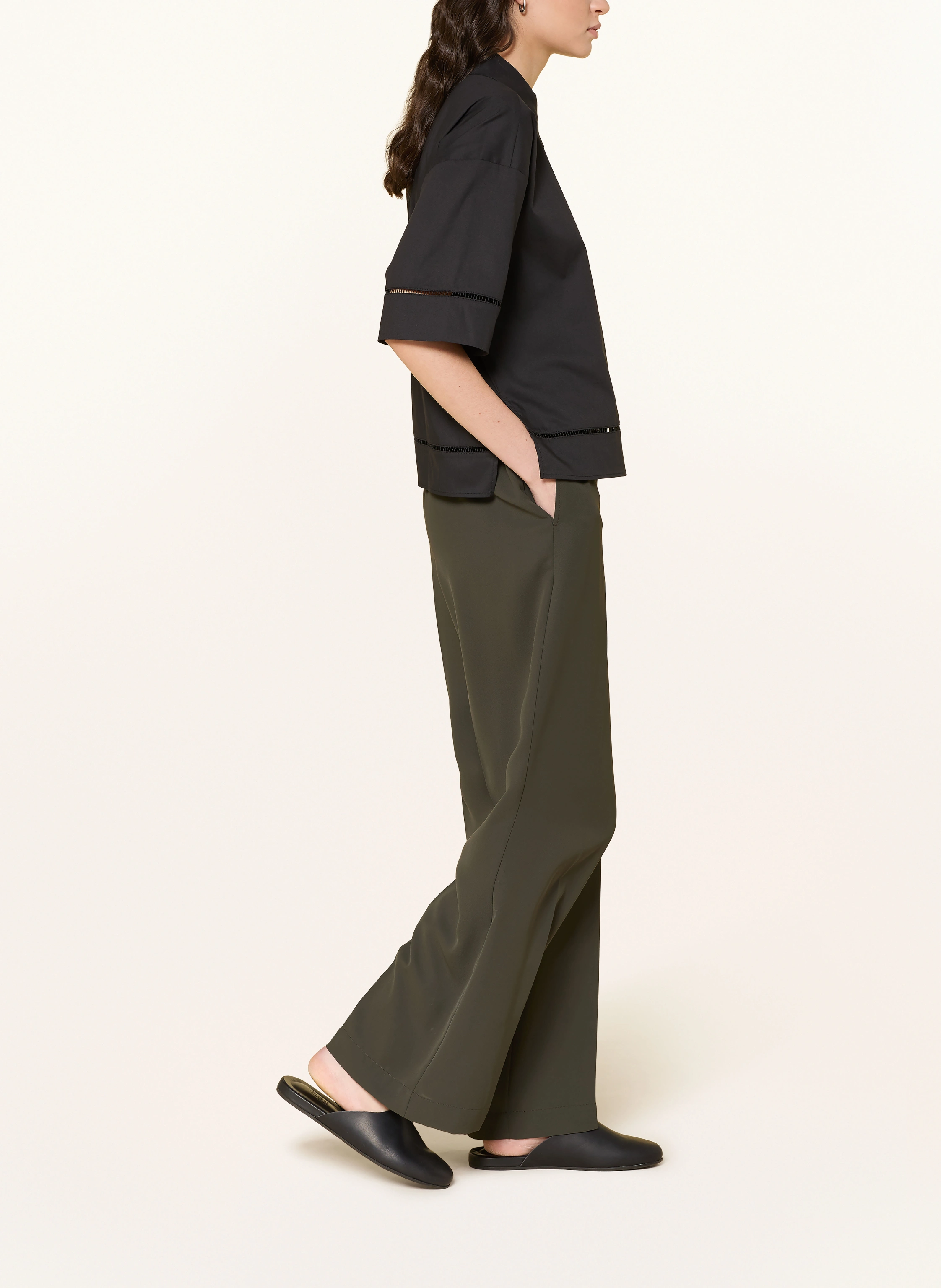 someday Pantaloni din marl CEVIL EASE: VERDE ÎNCHIS