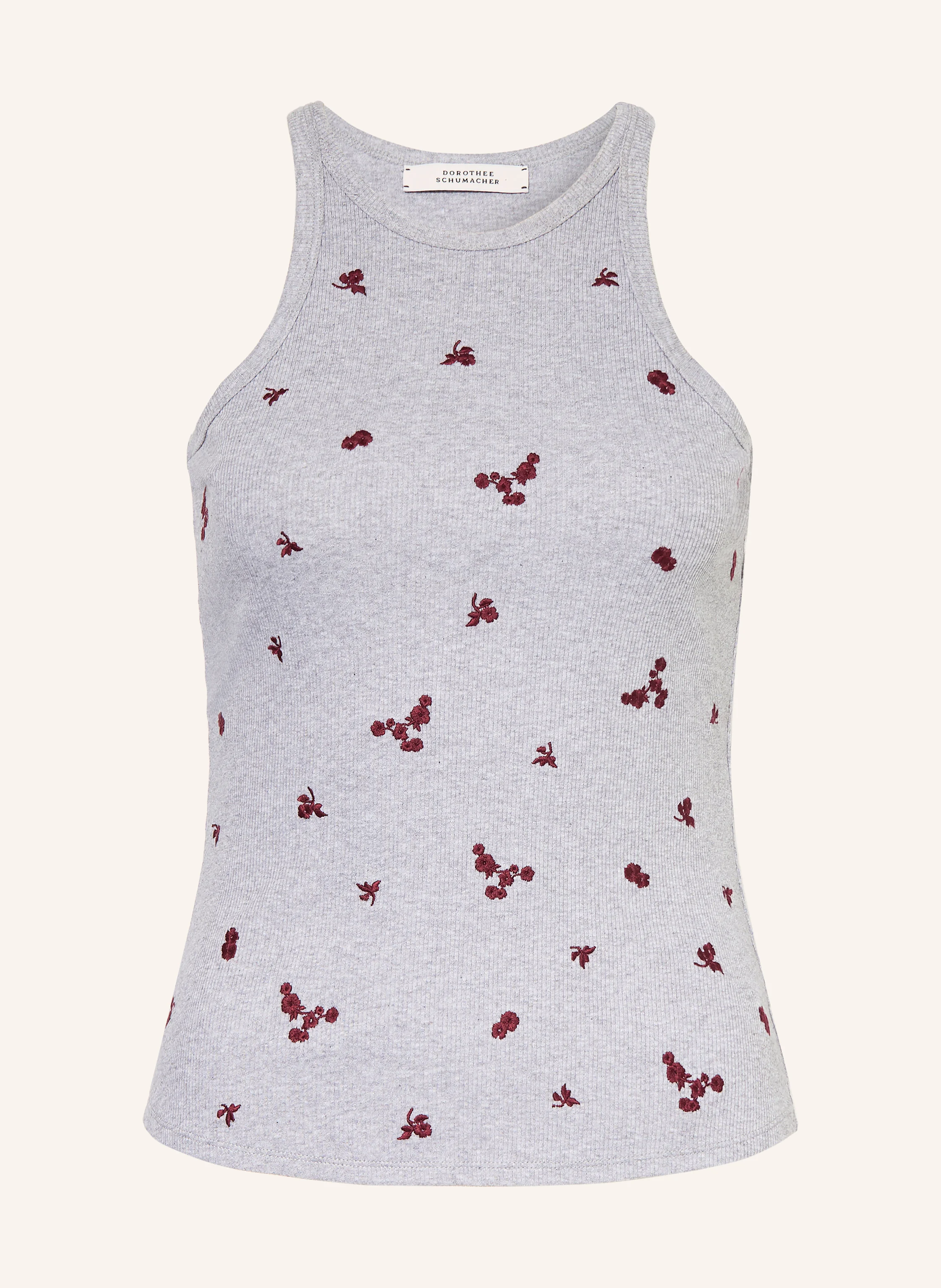 DOROTHEE SCHUMACHER Top Ribbed Seduction: GRAY / DARK RED