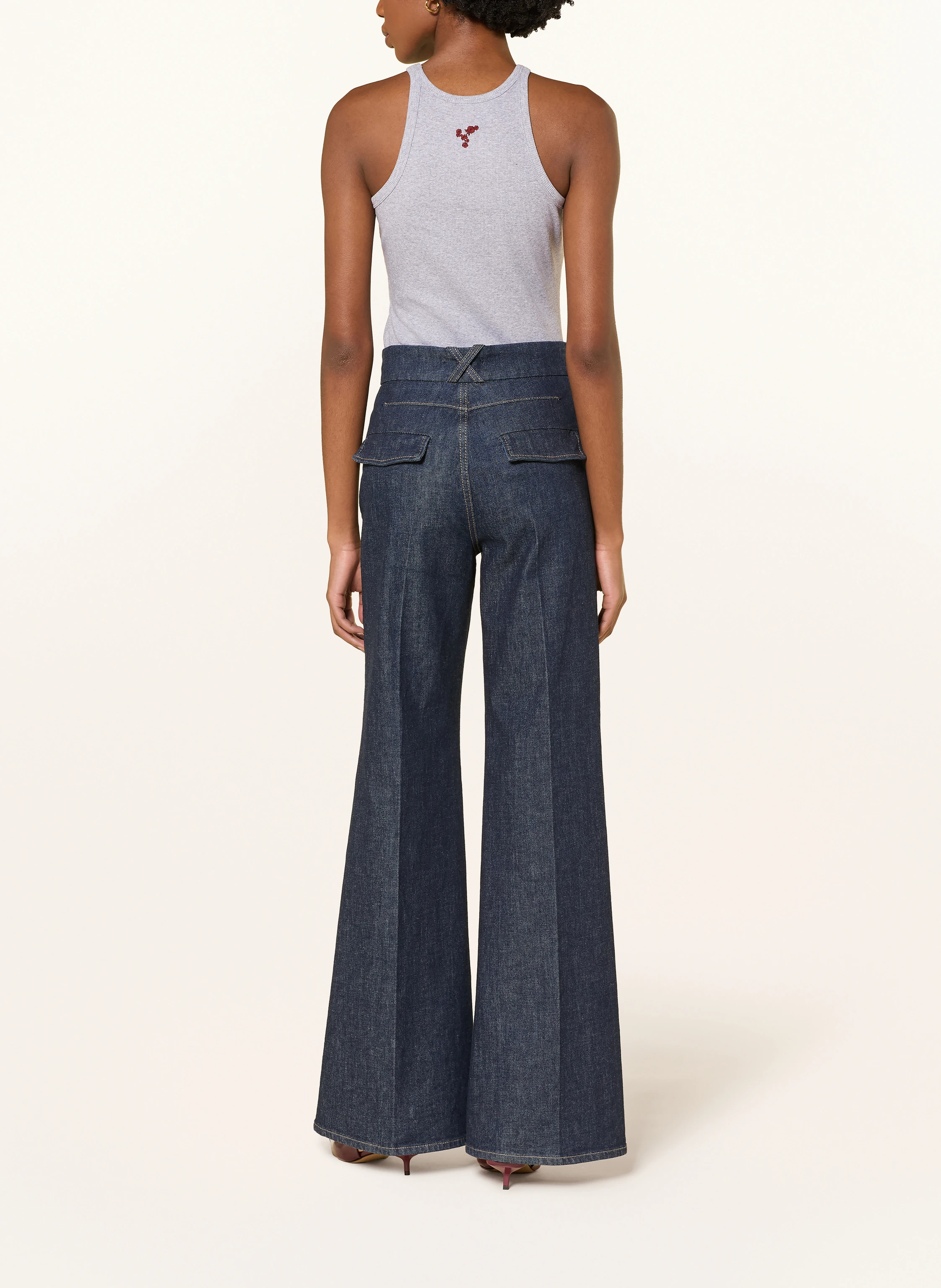 DOROTHEE SCHUMACHER Top Ribbed Seduction: GRAY / DARK RED