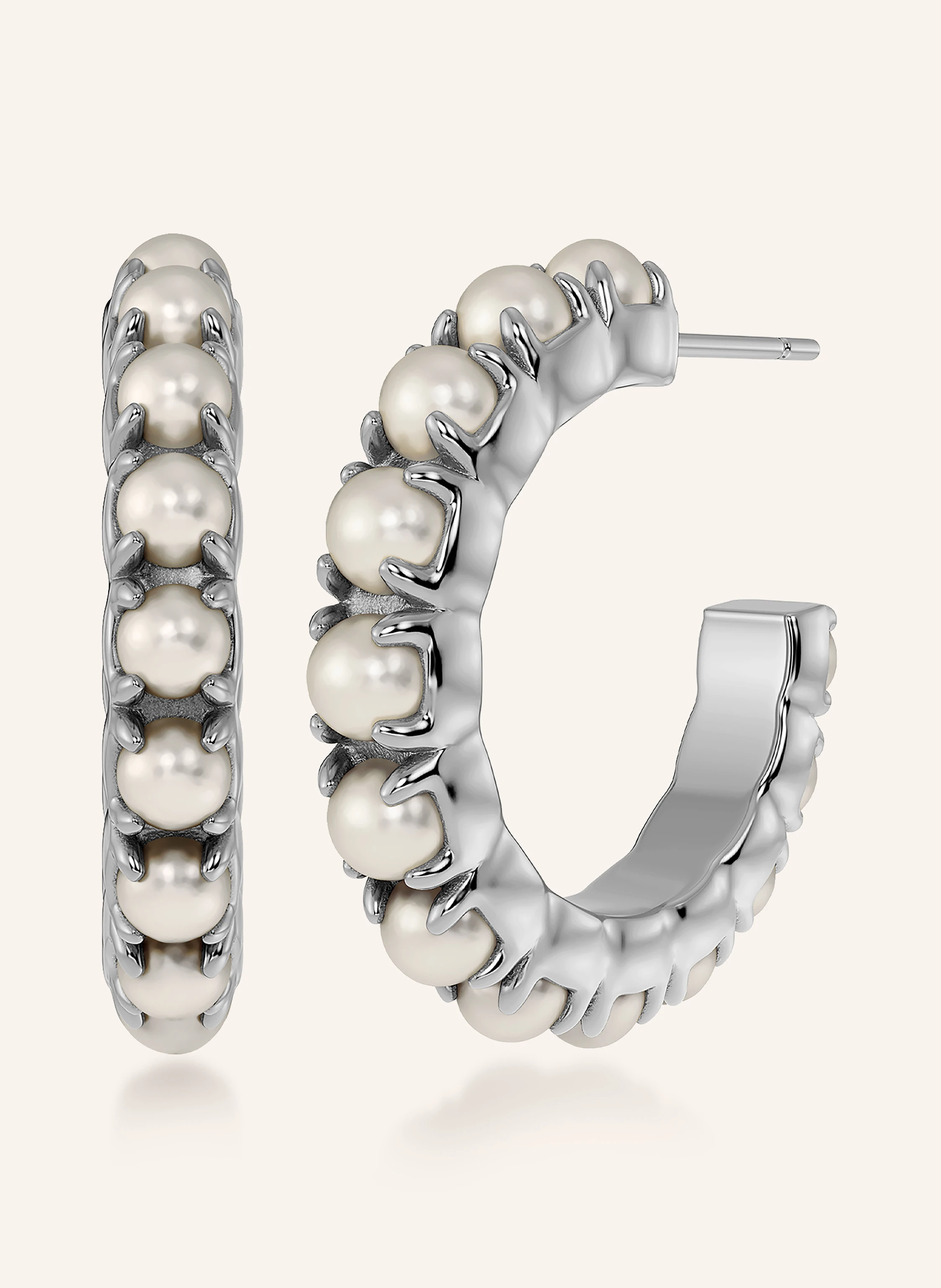 EDBLAD Hoop earrings LILO L: SILVER / WHITE