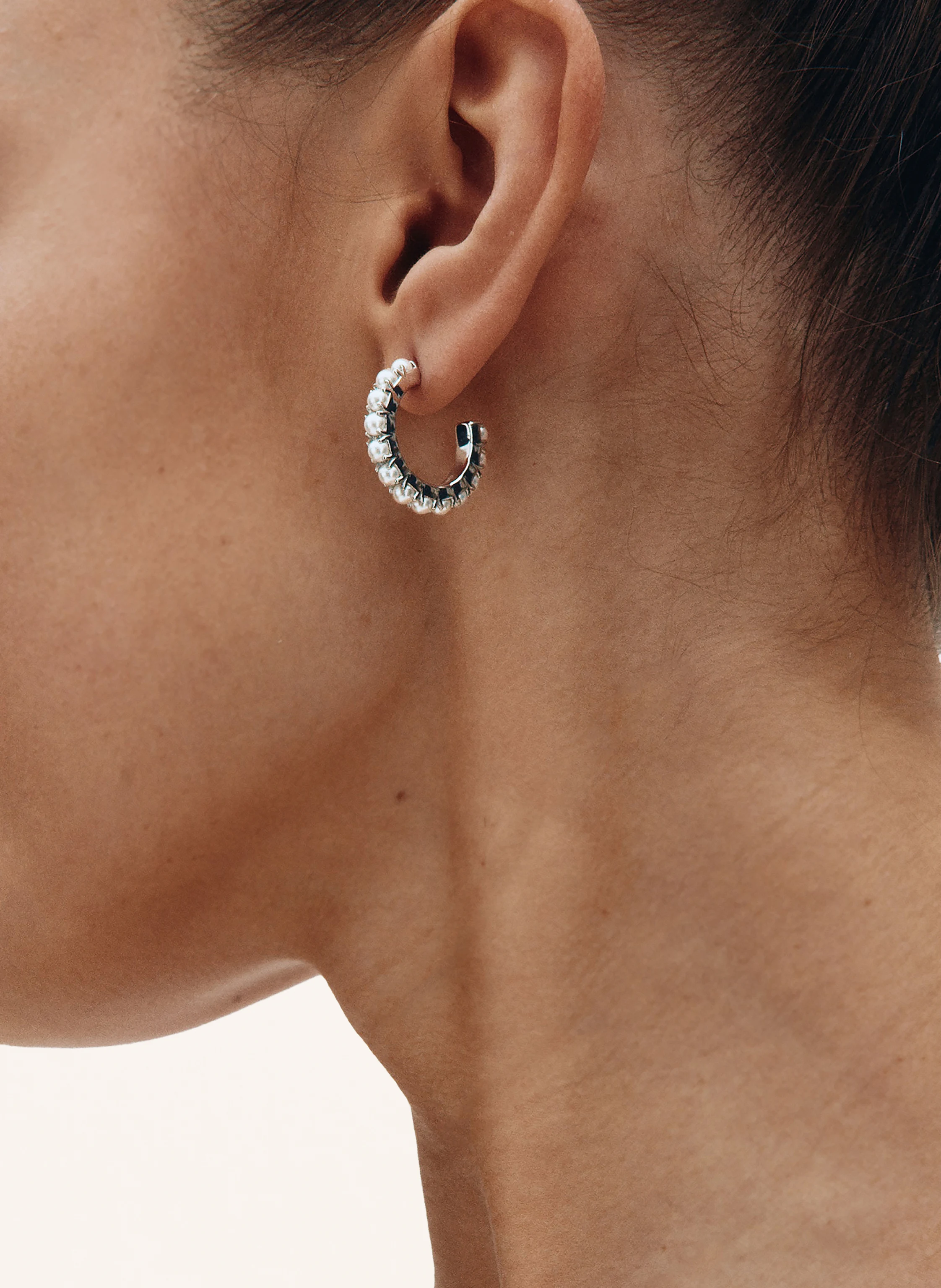 EDBLAD Hoop earrings LILO L: SILVER / WHITE