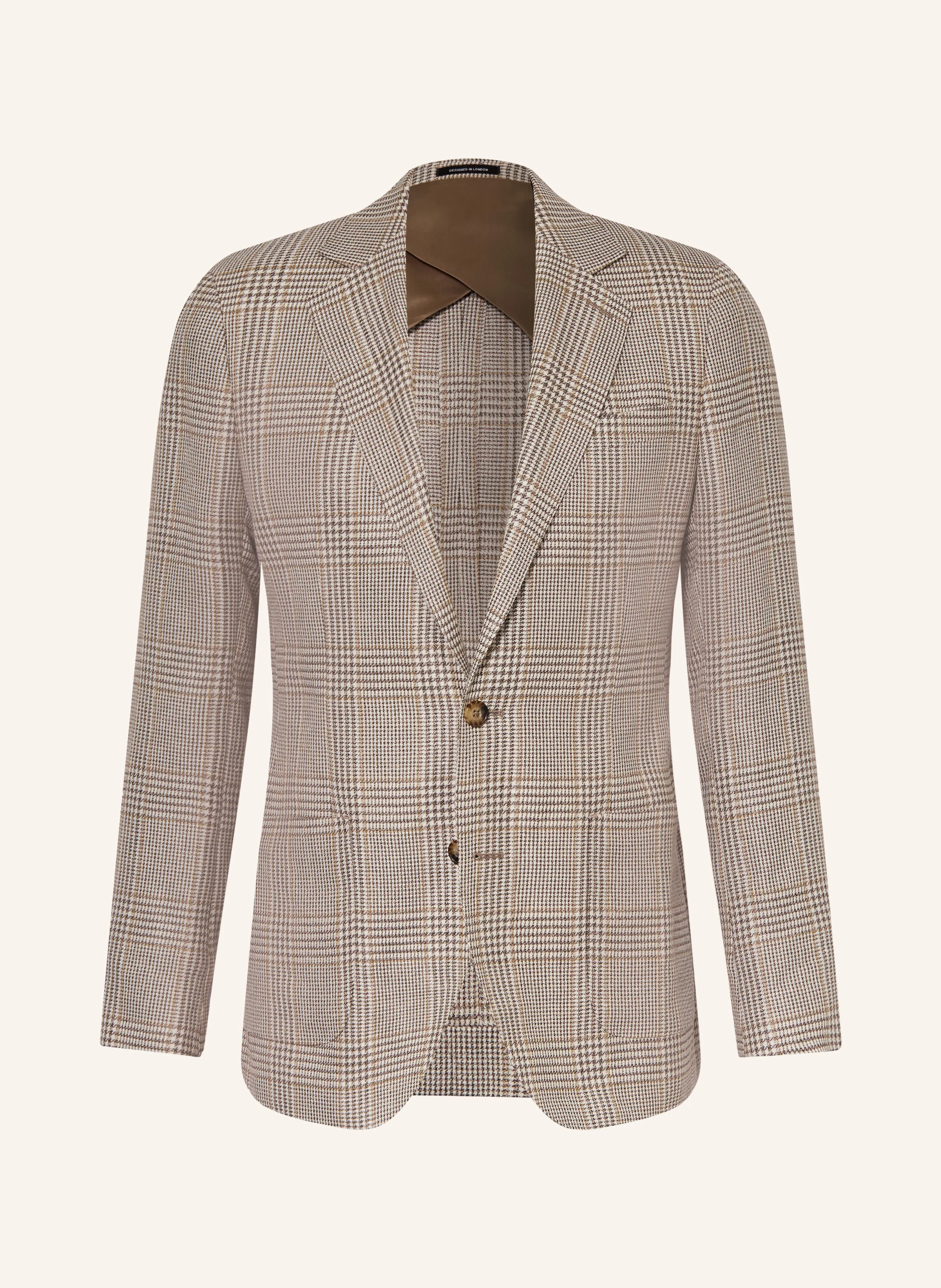 REISS Jacka EPSOM Tailored Fit i linne: GRÄDDE / KAMEL / MÖRKBRUN