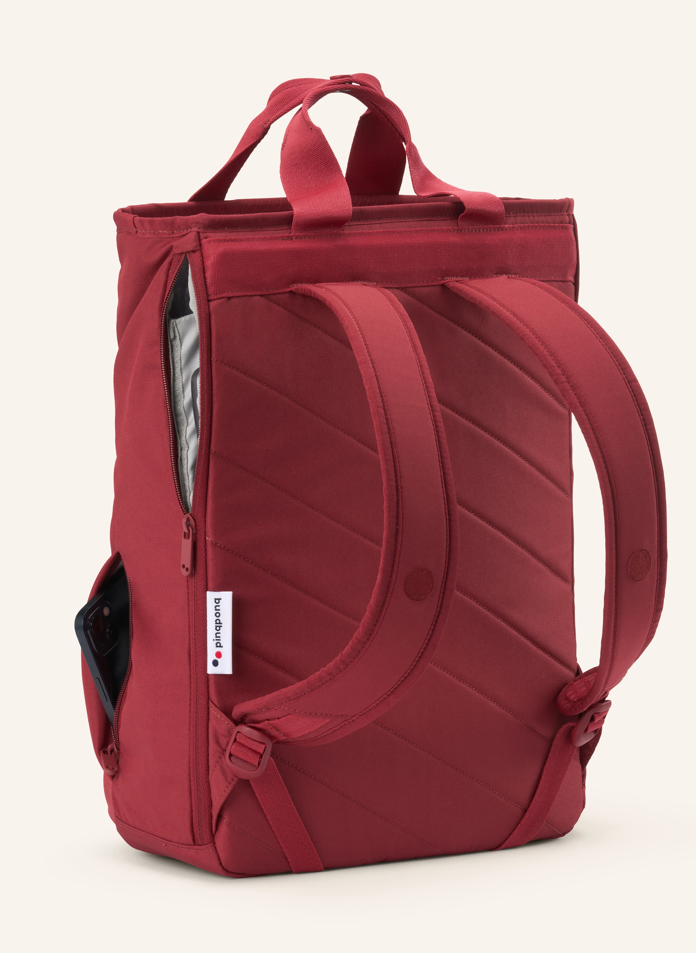 pinqponq KOMO backpack with laptop compartment: DARK RED