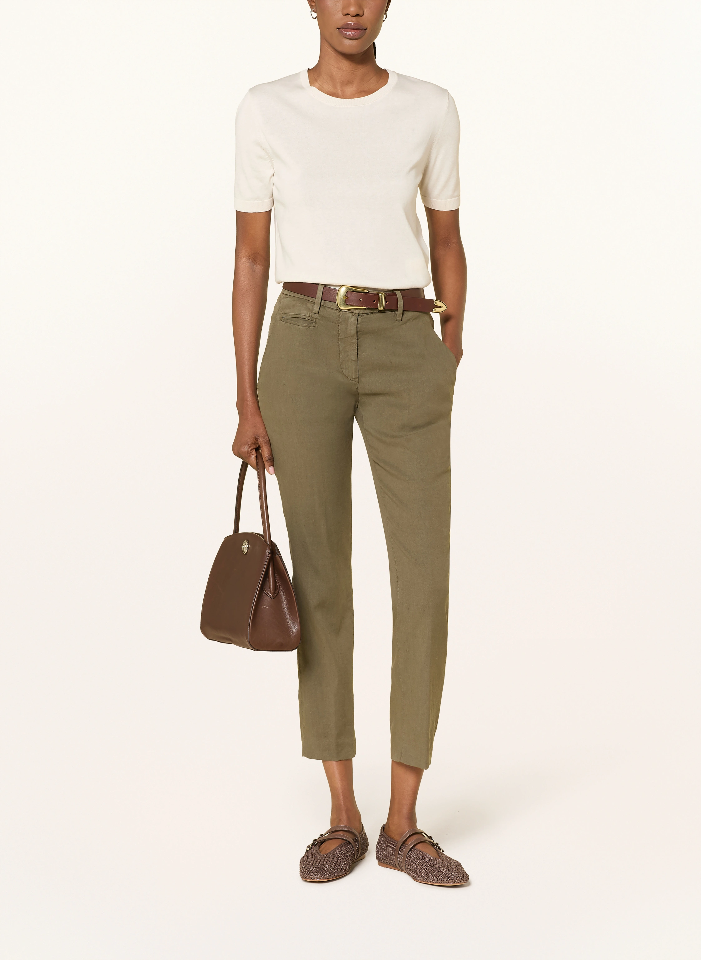 Dondup 7/8 PERFECT pants with linen: KHAKI