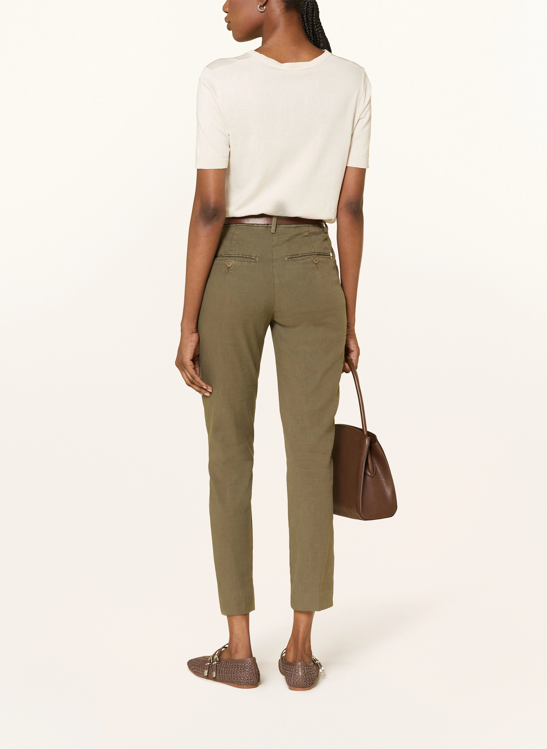 Dondup 7/8 PERFECT pants with linen: KHAKI