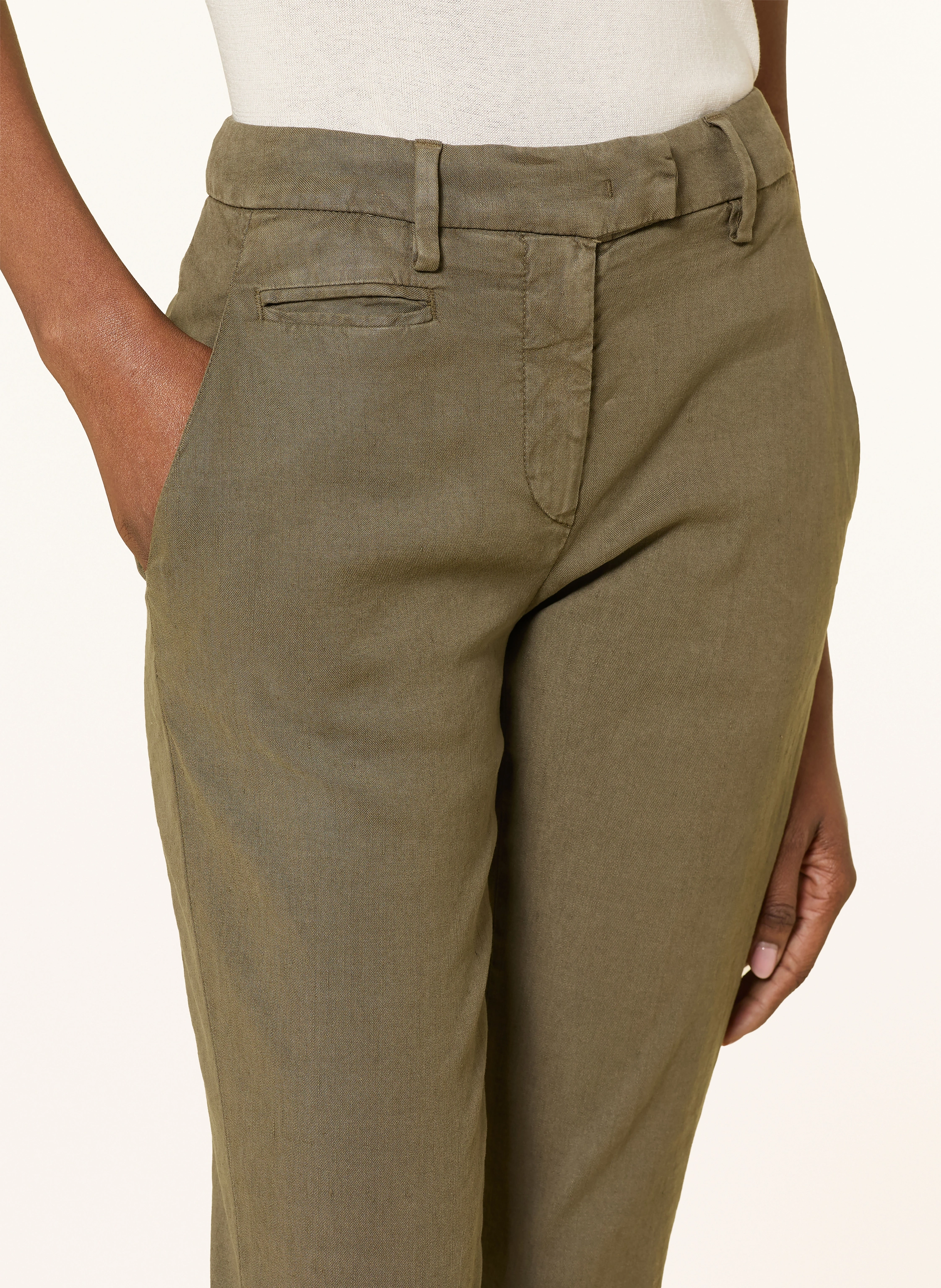 Dondup 7/8 PERFECT pants with linen: KHAKI
