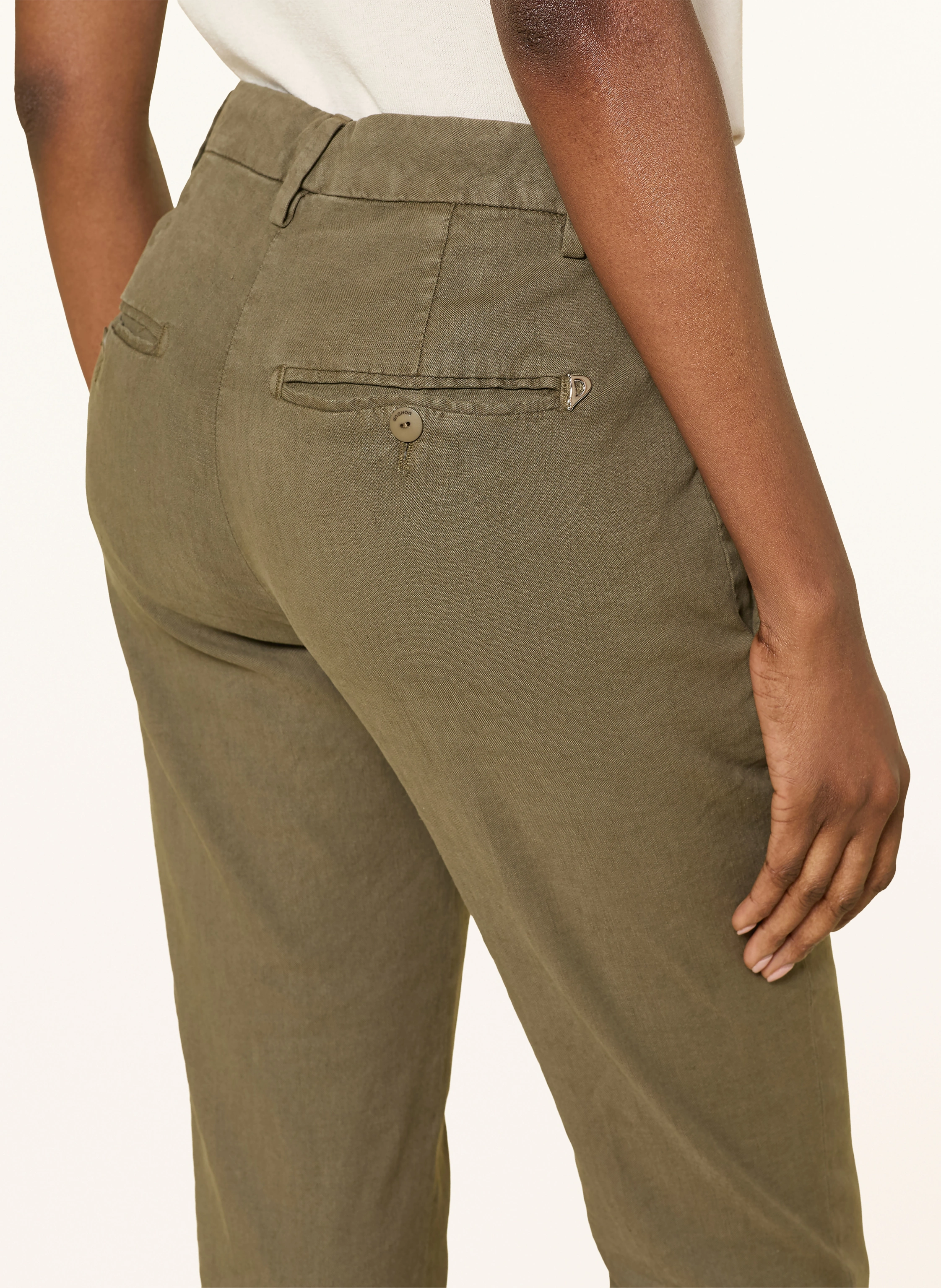 Dondup 7/8 PERFECT pants with linen: KHAKI