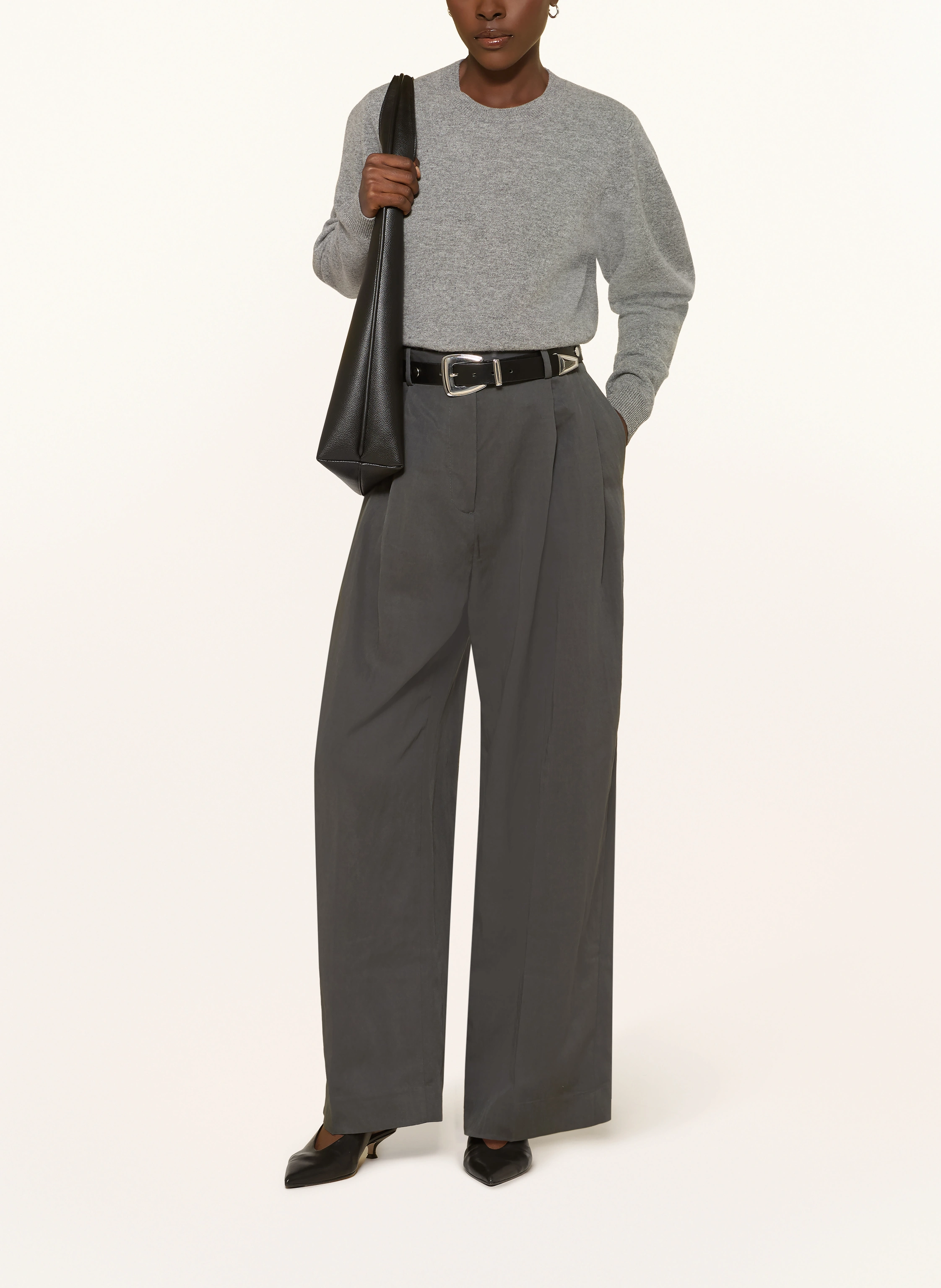 COS Wide leg trousers in dark gray