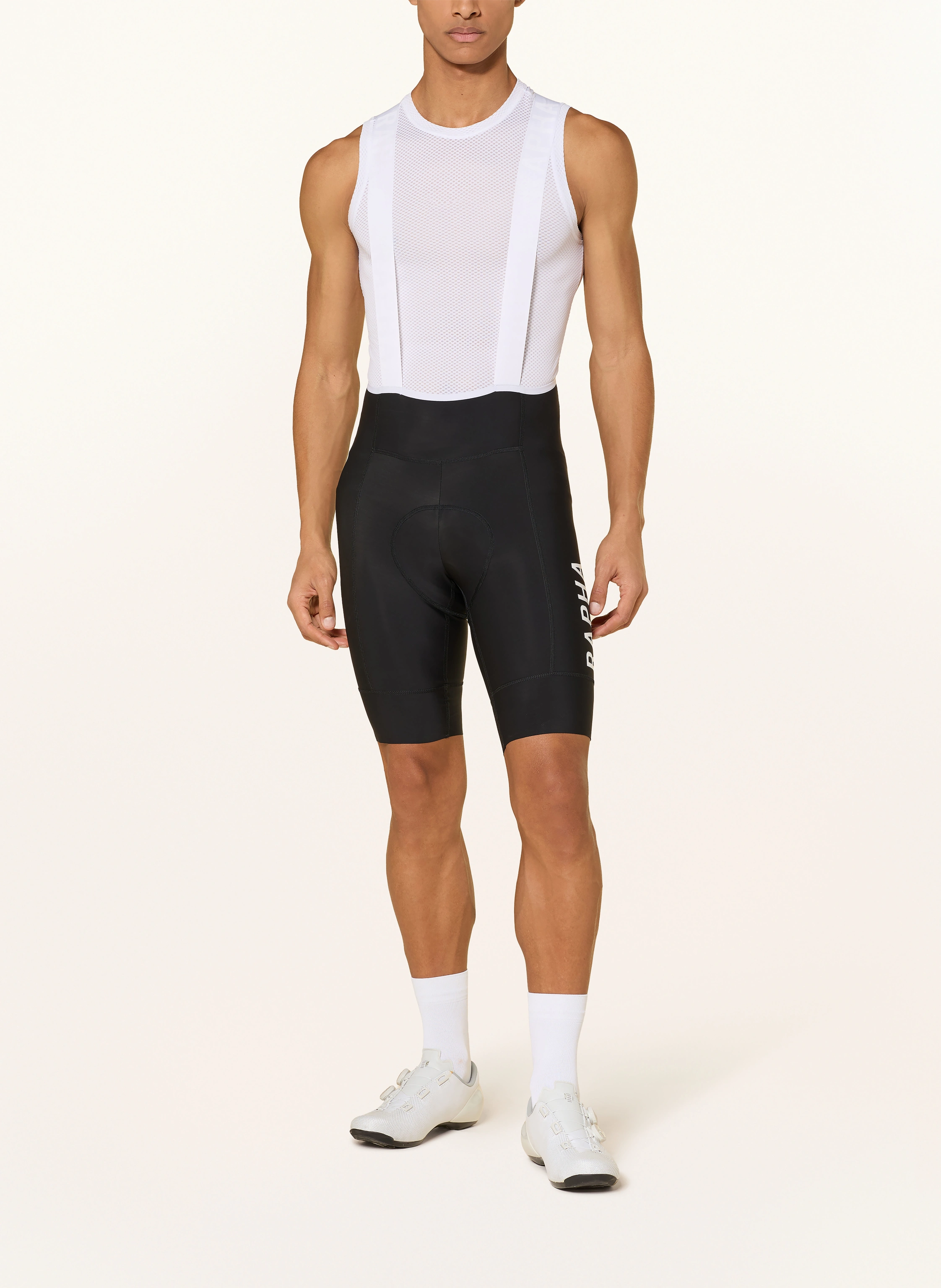 Rapha Cykelshorts PRO TEAM TRAINING BIB II med stropper og polstret indlæg: SORT / HVID