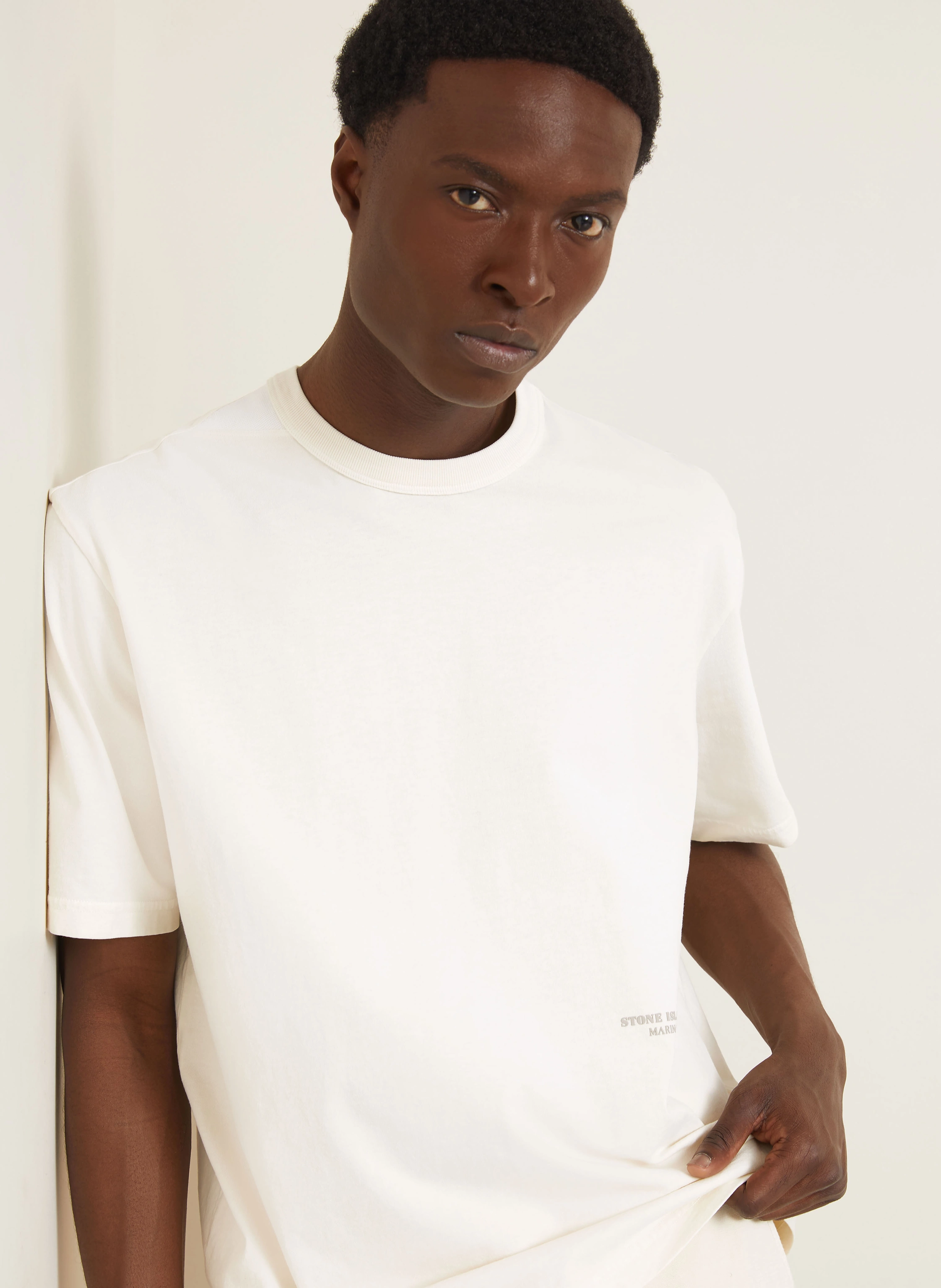 STONE ISLAND MARINA T-shirt in cream