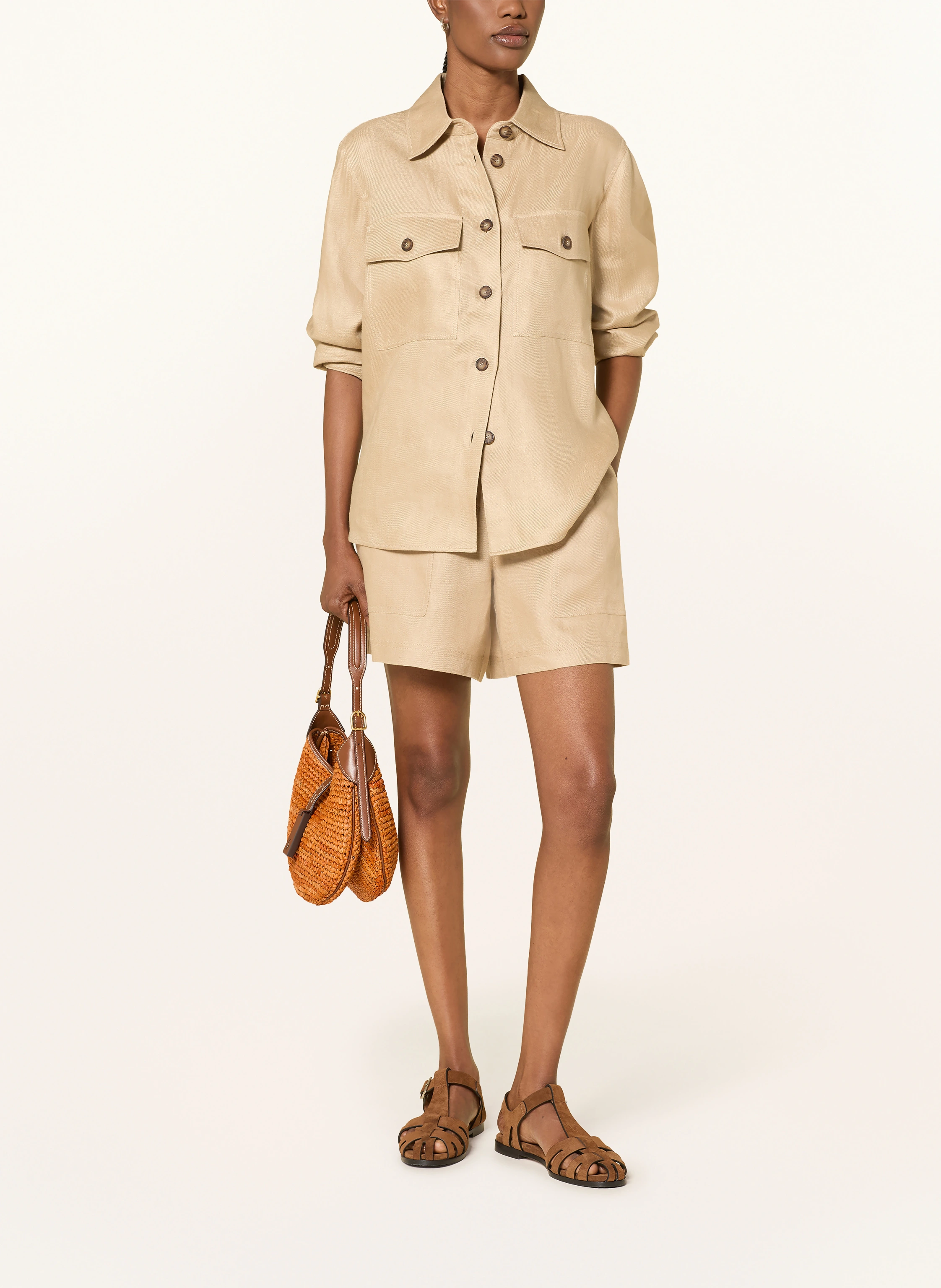 WEEKEND Max Mara POMPOSA linen shirt: CAMEL