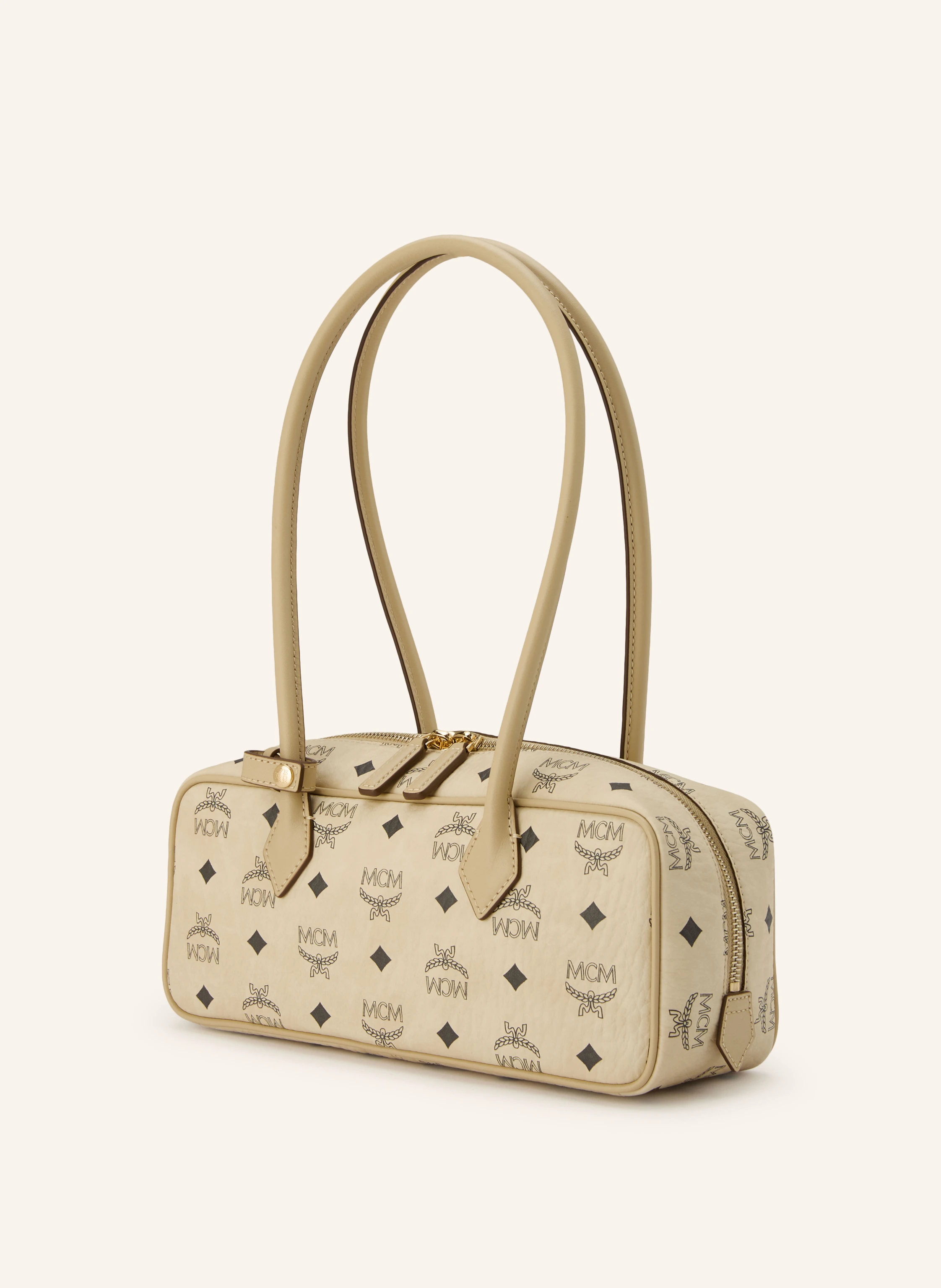 MCM Ackelväska AREN SMALL: BEIGE / SILVER / SVART