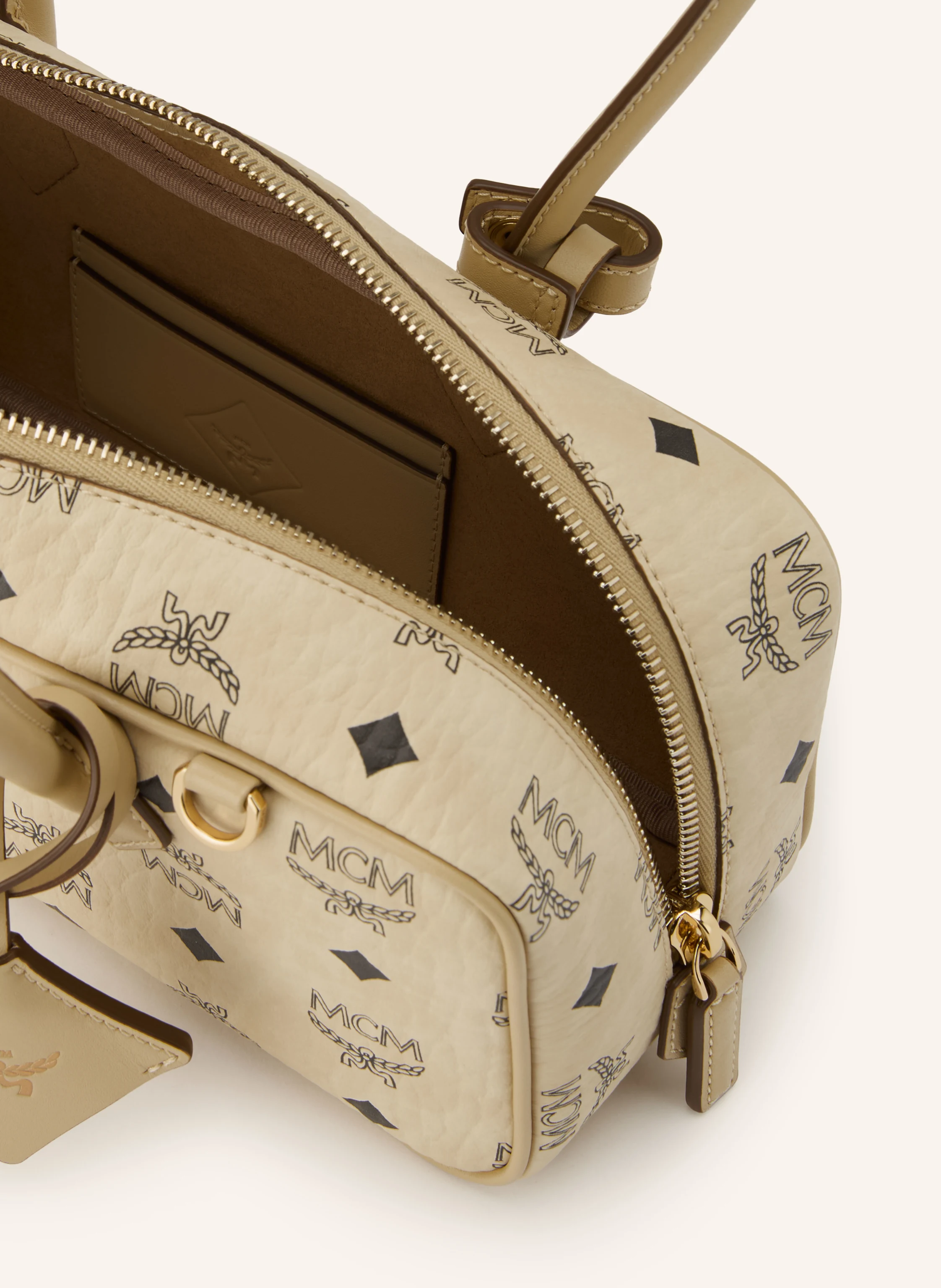 MCM Ackelväska AREN SMALL: BEIGE / SILVER / SVART