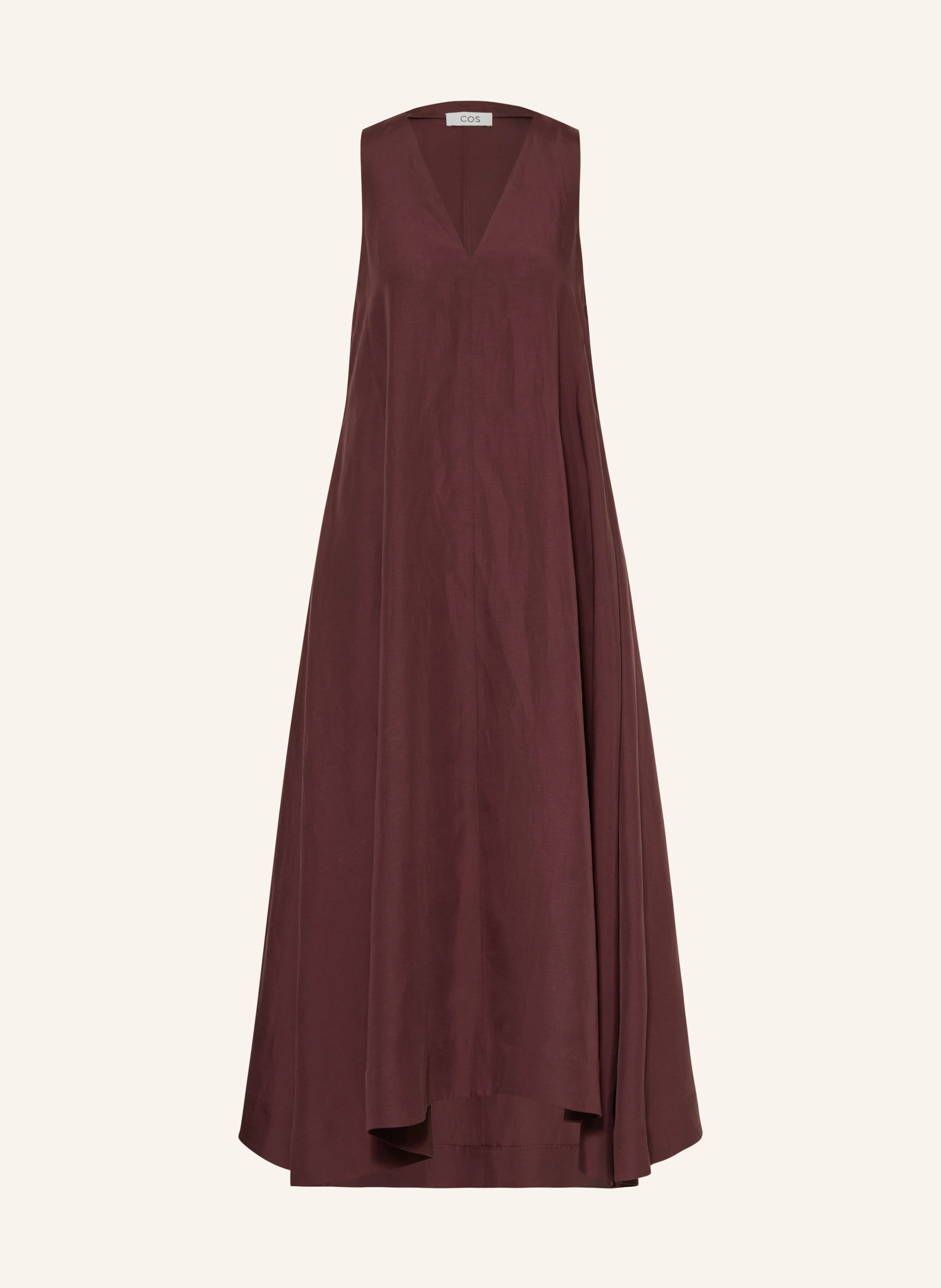 cos burgundy dress in dark red The classic fabric gets