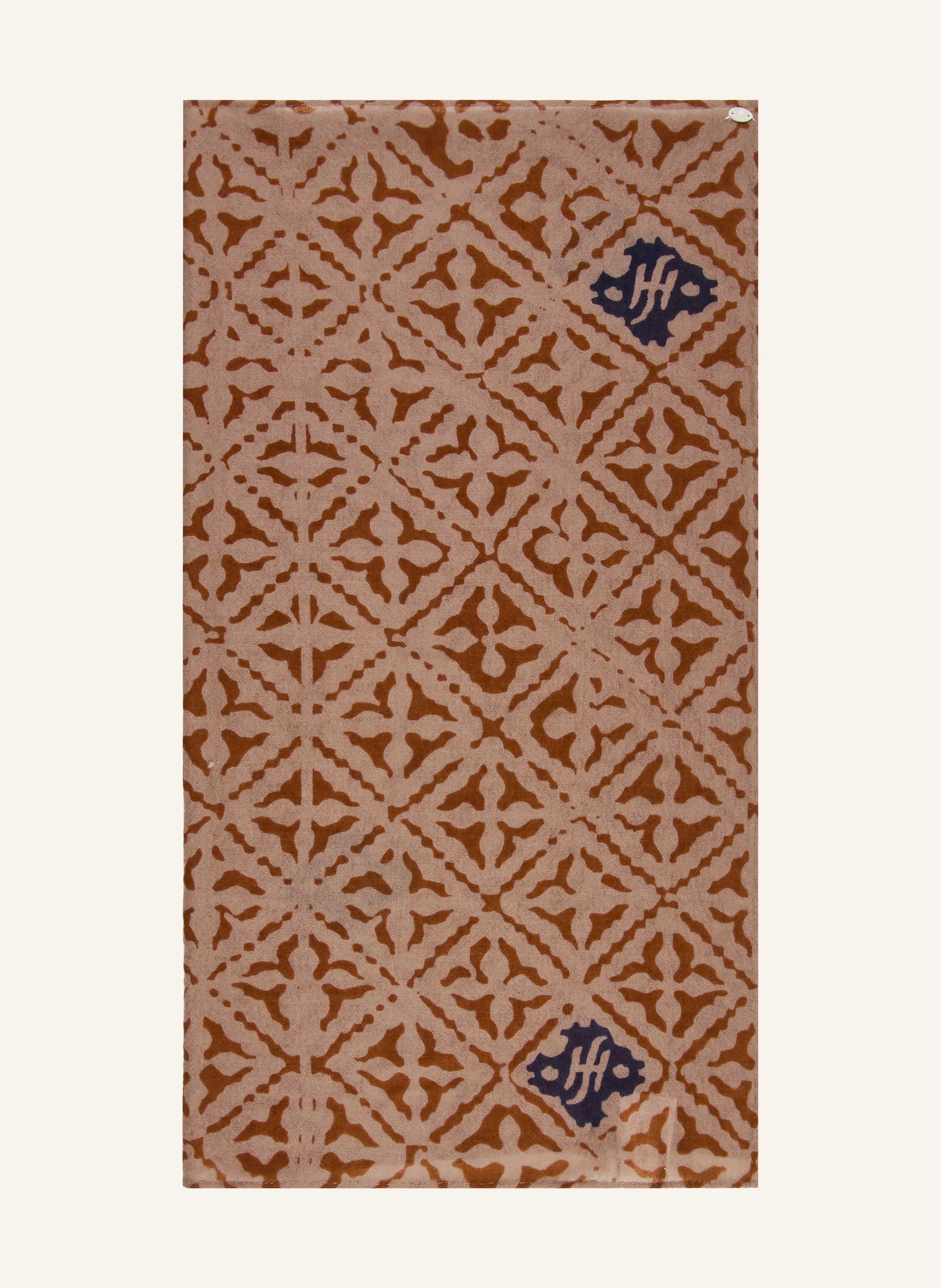 friendly hunting cashmere scarf: TAUPE / COGNAC