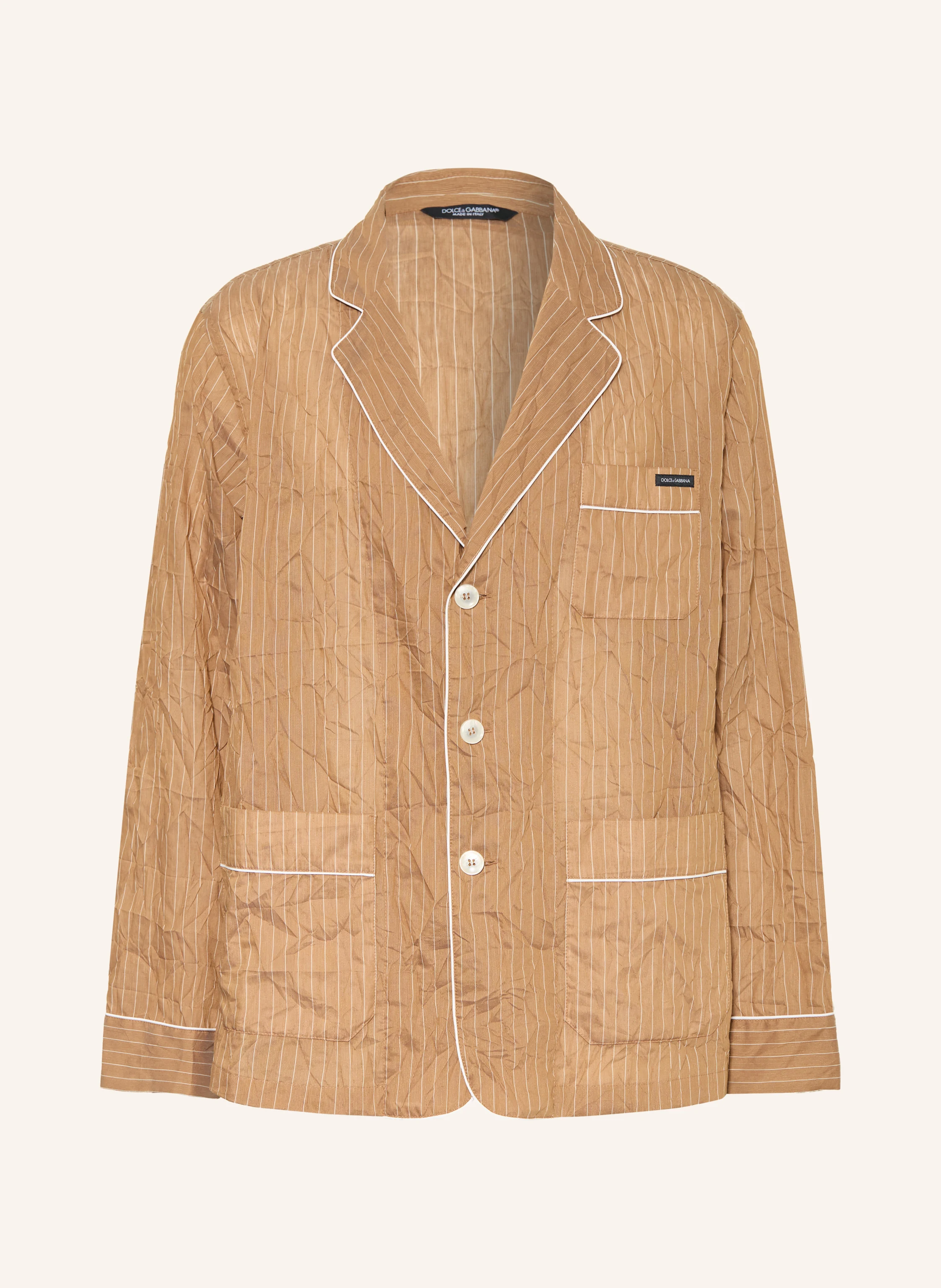 DOLCE & GABBANA Regular-fit linen jacket in brown / cream