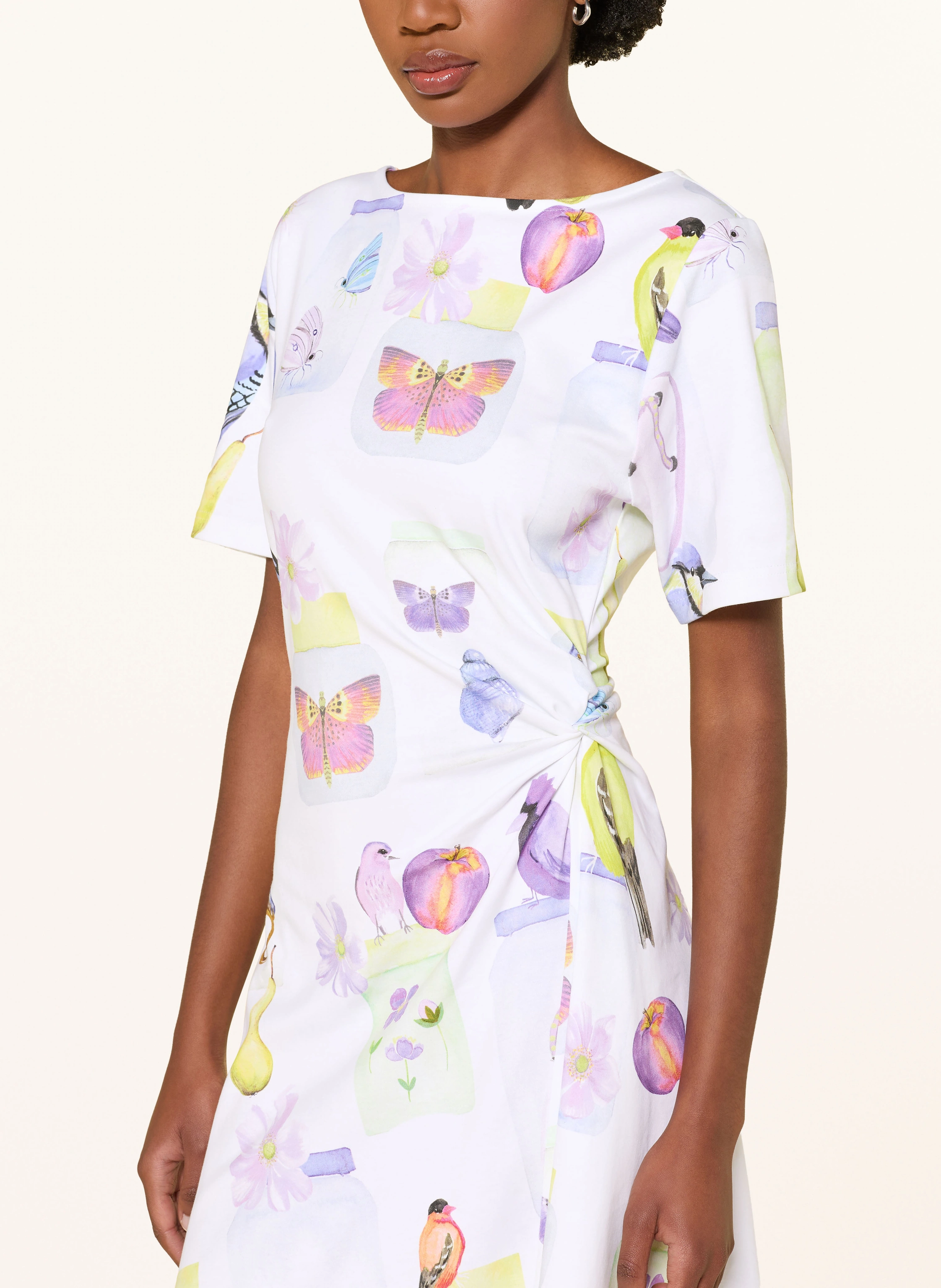 lilienfels Jersey dress in white / purple / neon yellow