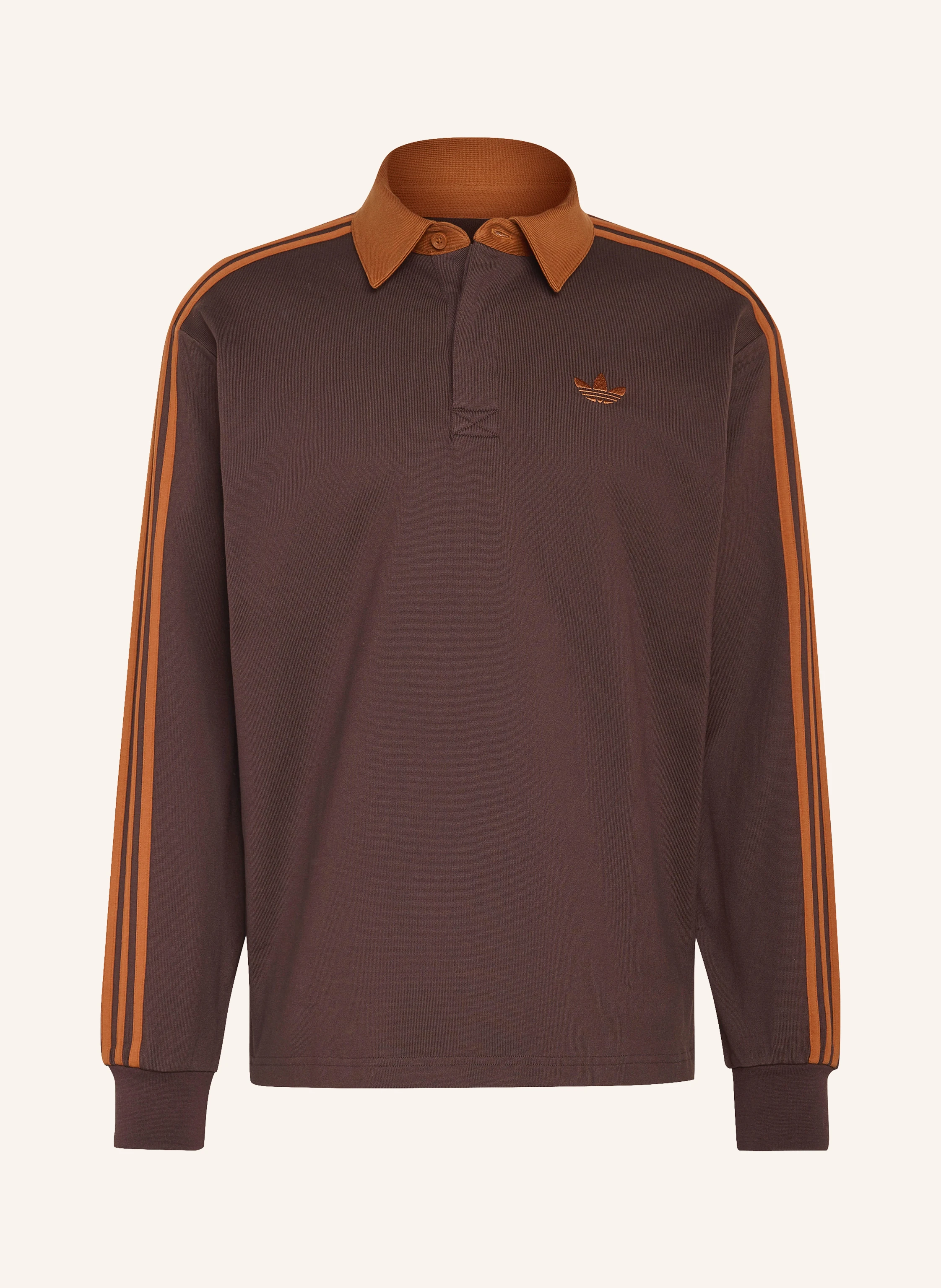 adidas Originals Jersey Polo Shirt 3-Stripes in dark brown / cognac