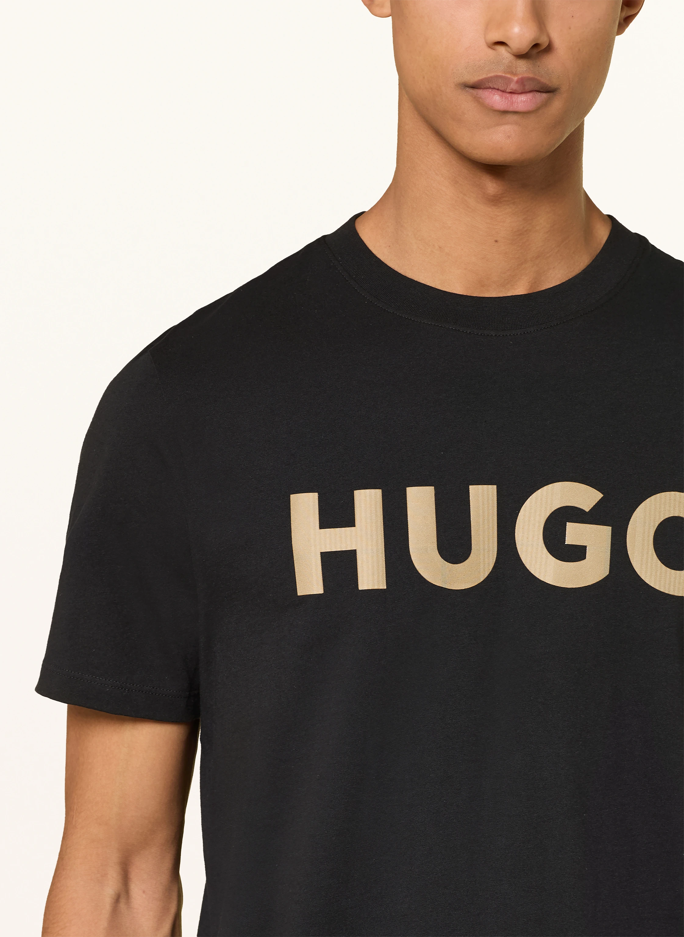 HUGO DULIVIO T-shirt: BLACK / LIGHT BROWN
