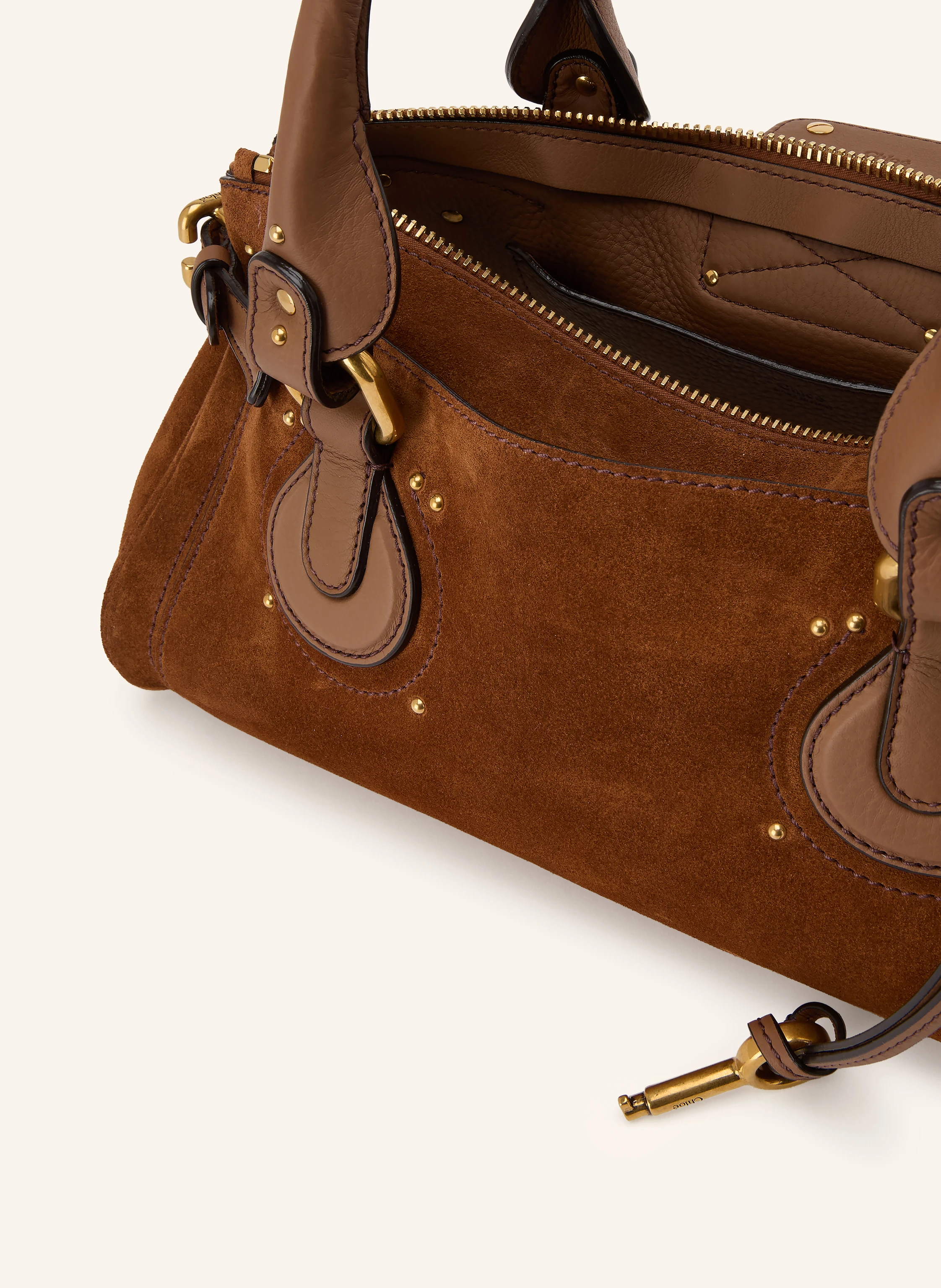 Chloé PADDINGTON Handbag with Studs in 206 vintage brown