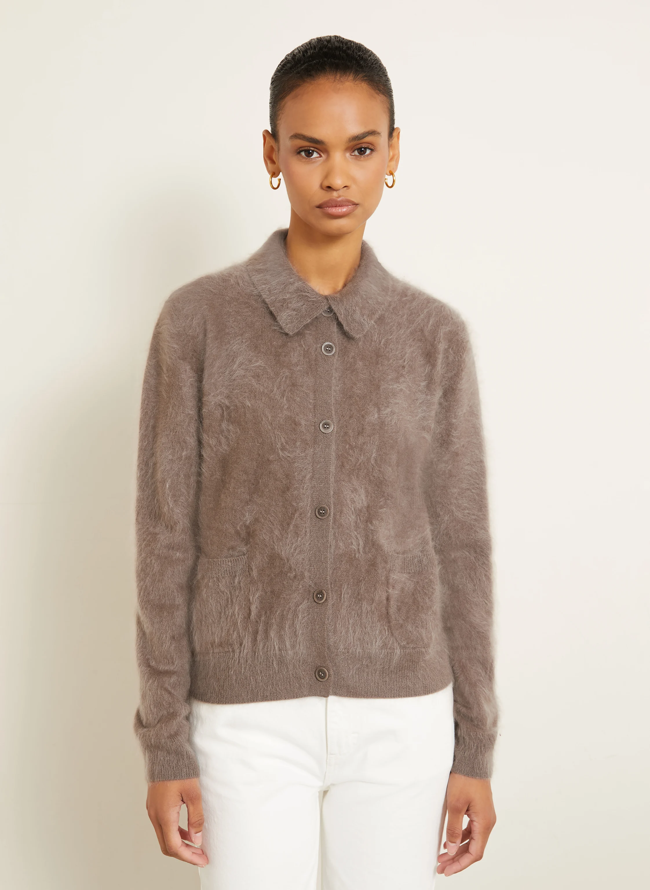 IRIS von ARNIM ELYN cashmere cardigan in taupe