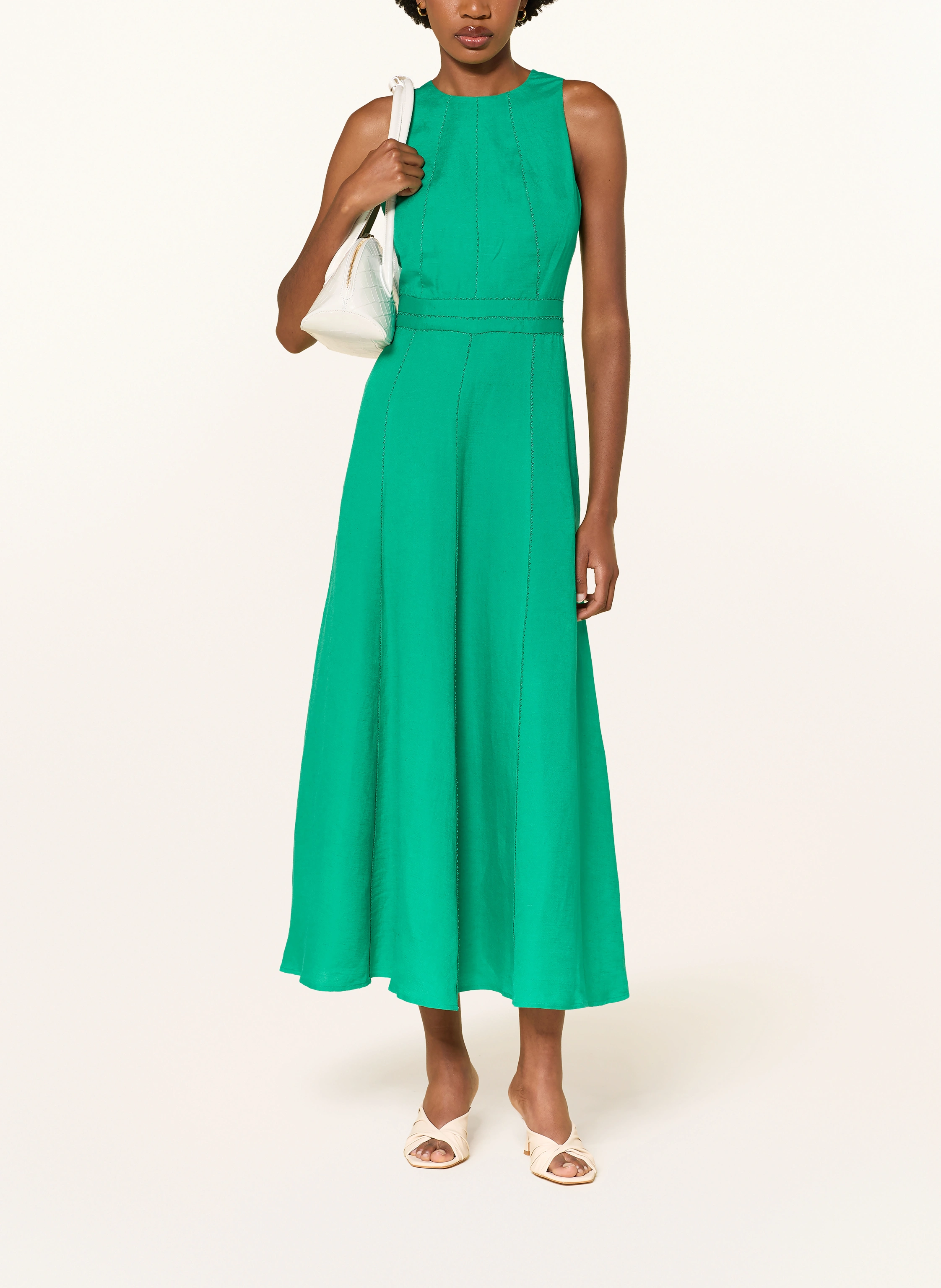 hobbs bridesmaid dresses Woven Cotton Striped Square Flare Midi Dress