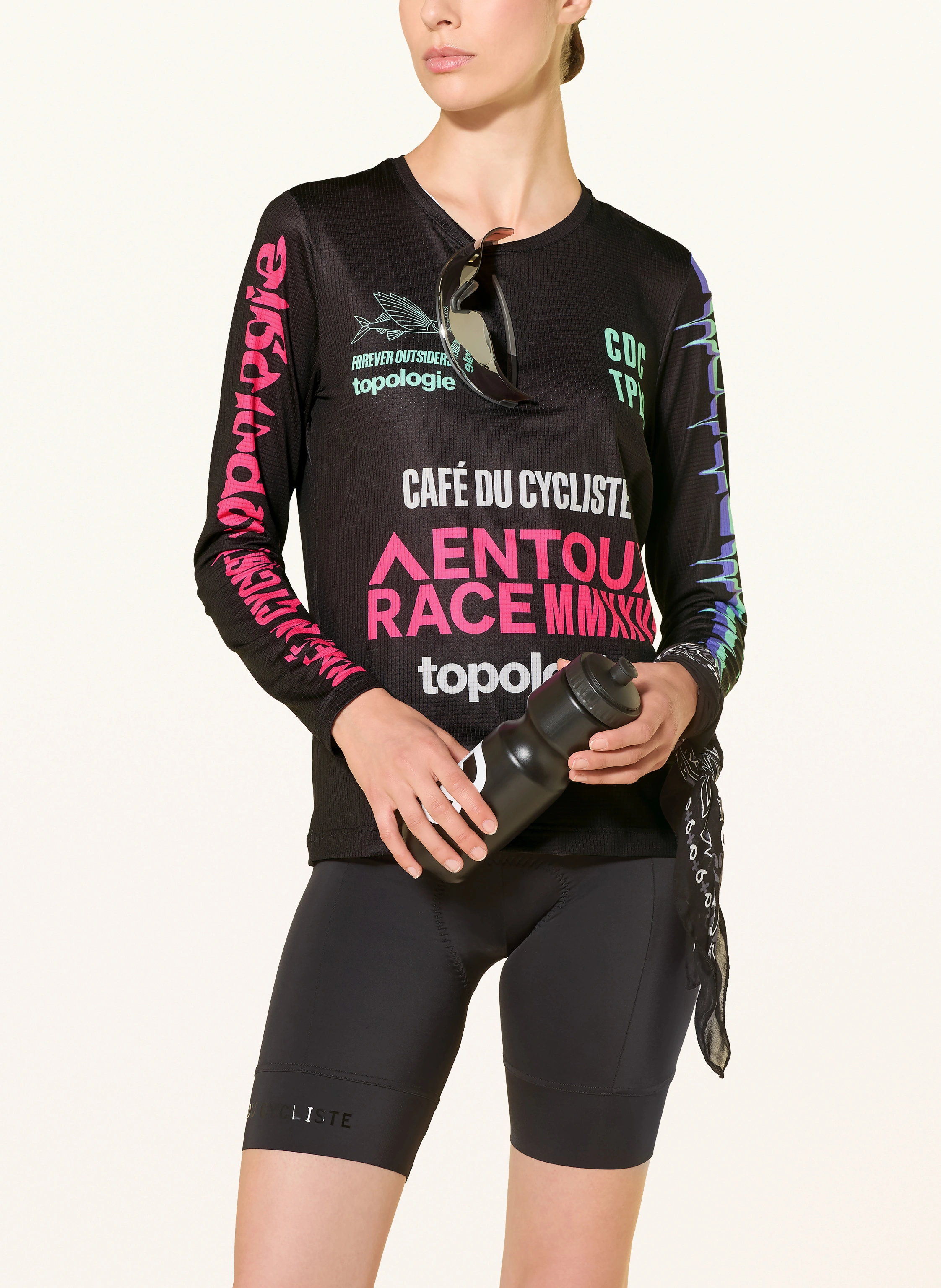 CAFÉ DU CYCLISTE AMBRE TOPOLOGIE Long-sleeve shirt in black / pink