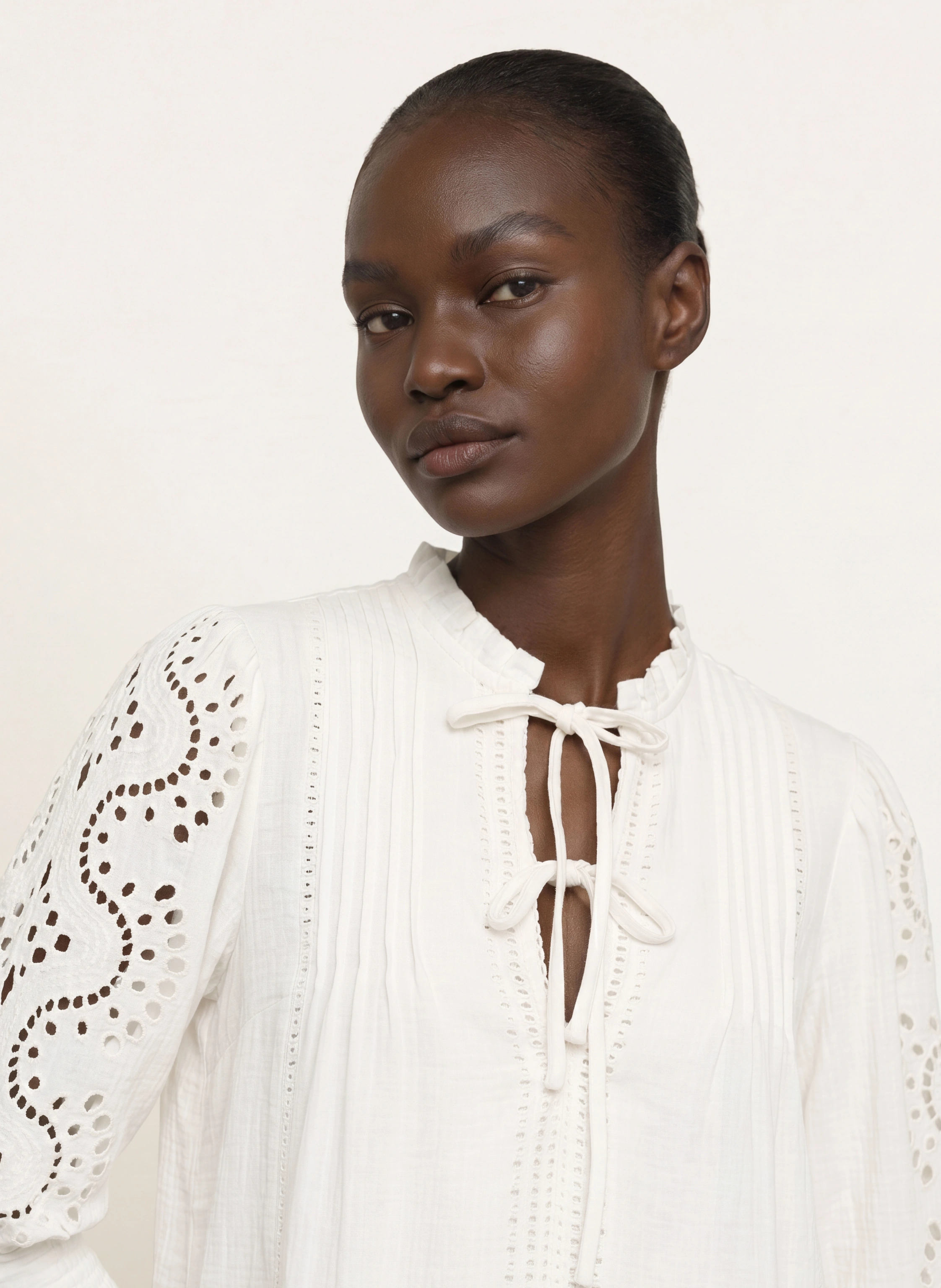 reiss white mini dress Reiss Mille Cotton Puff Sleeve Mini Dress in White