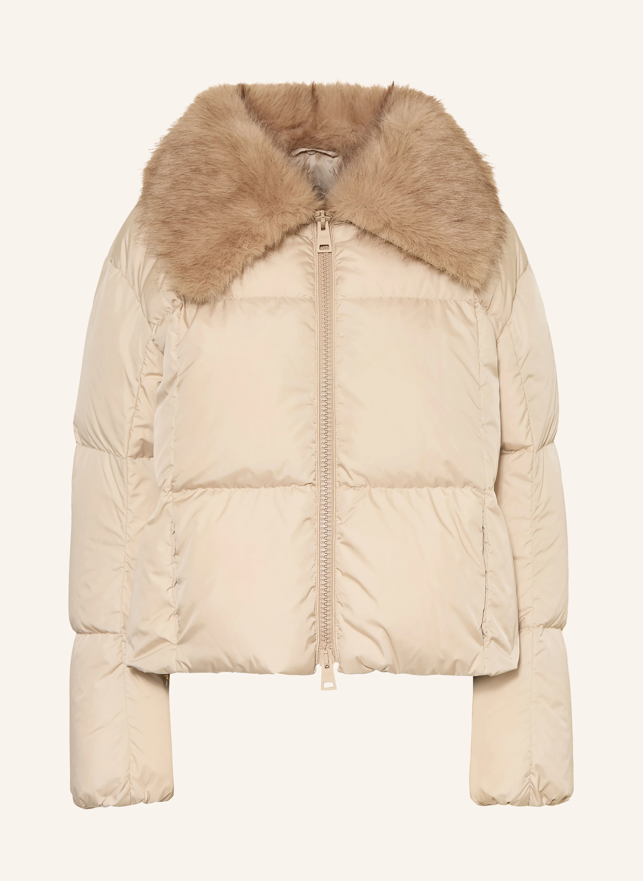 HERNO Down jacket with removable faux fur in beige / light brown