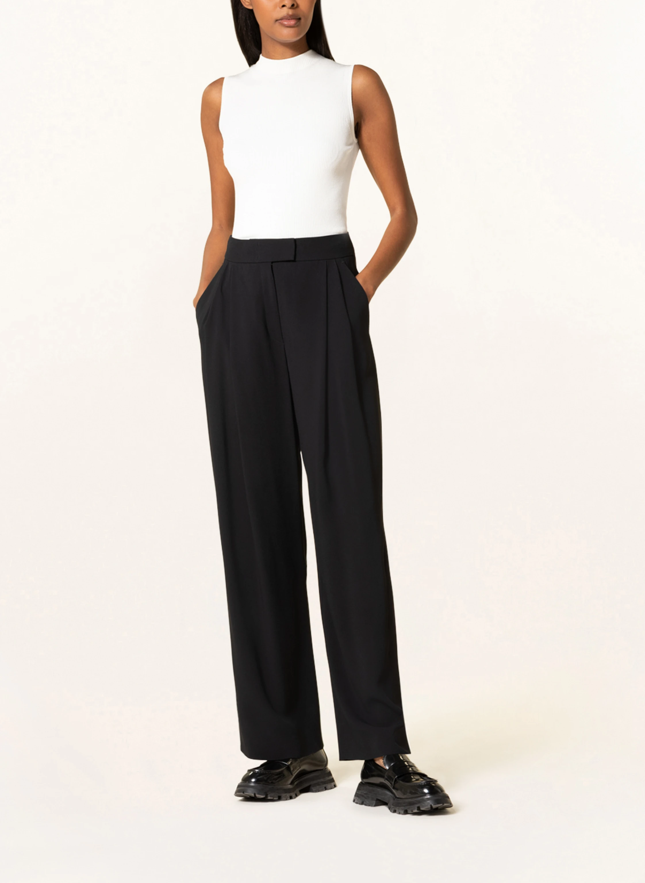 EMPORIO ARMANI Wide leg trousers in black