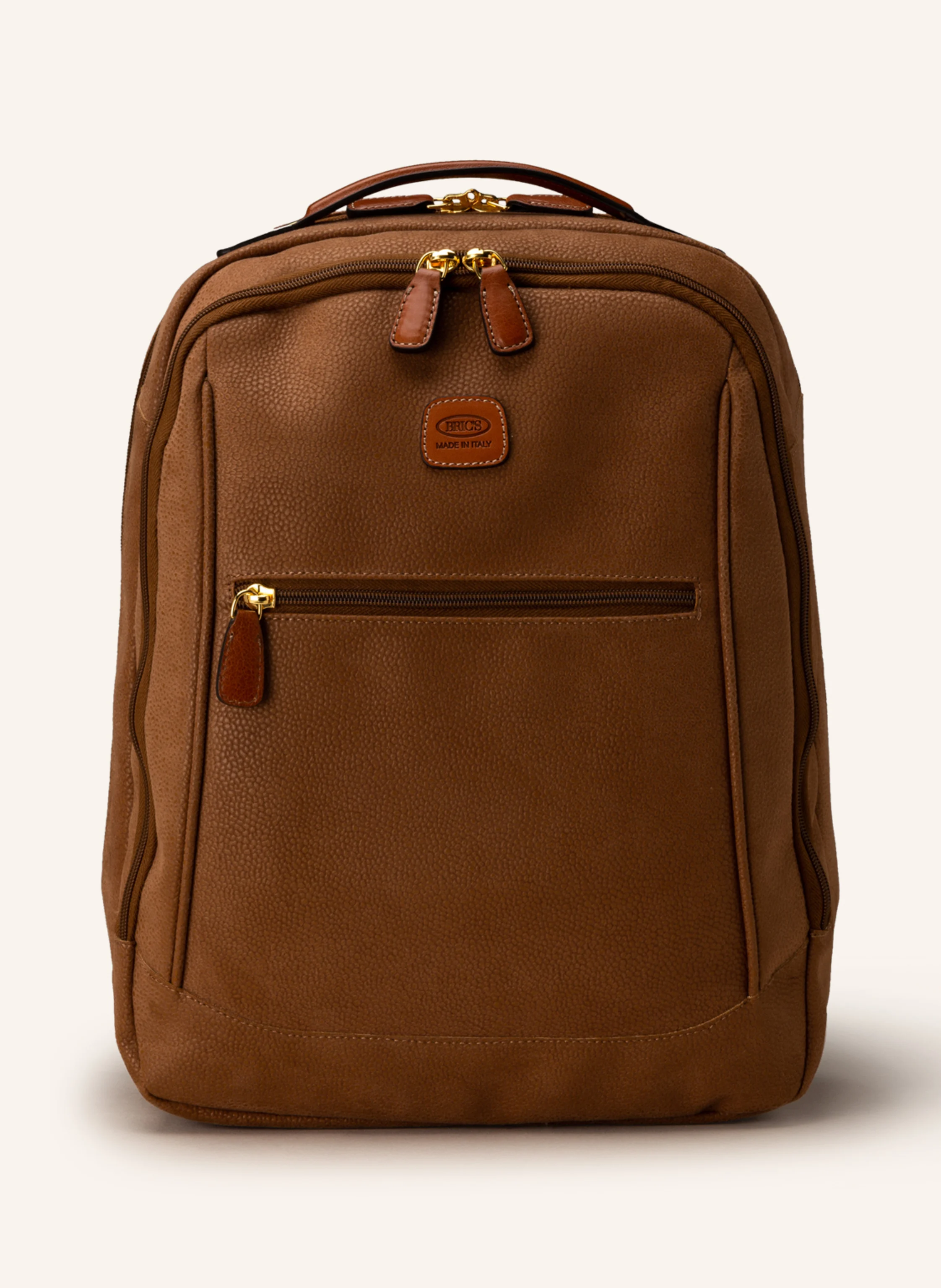 BRICS Orange and Brown Leather Backpack Brics backpack main image 2