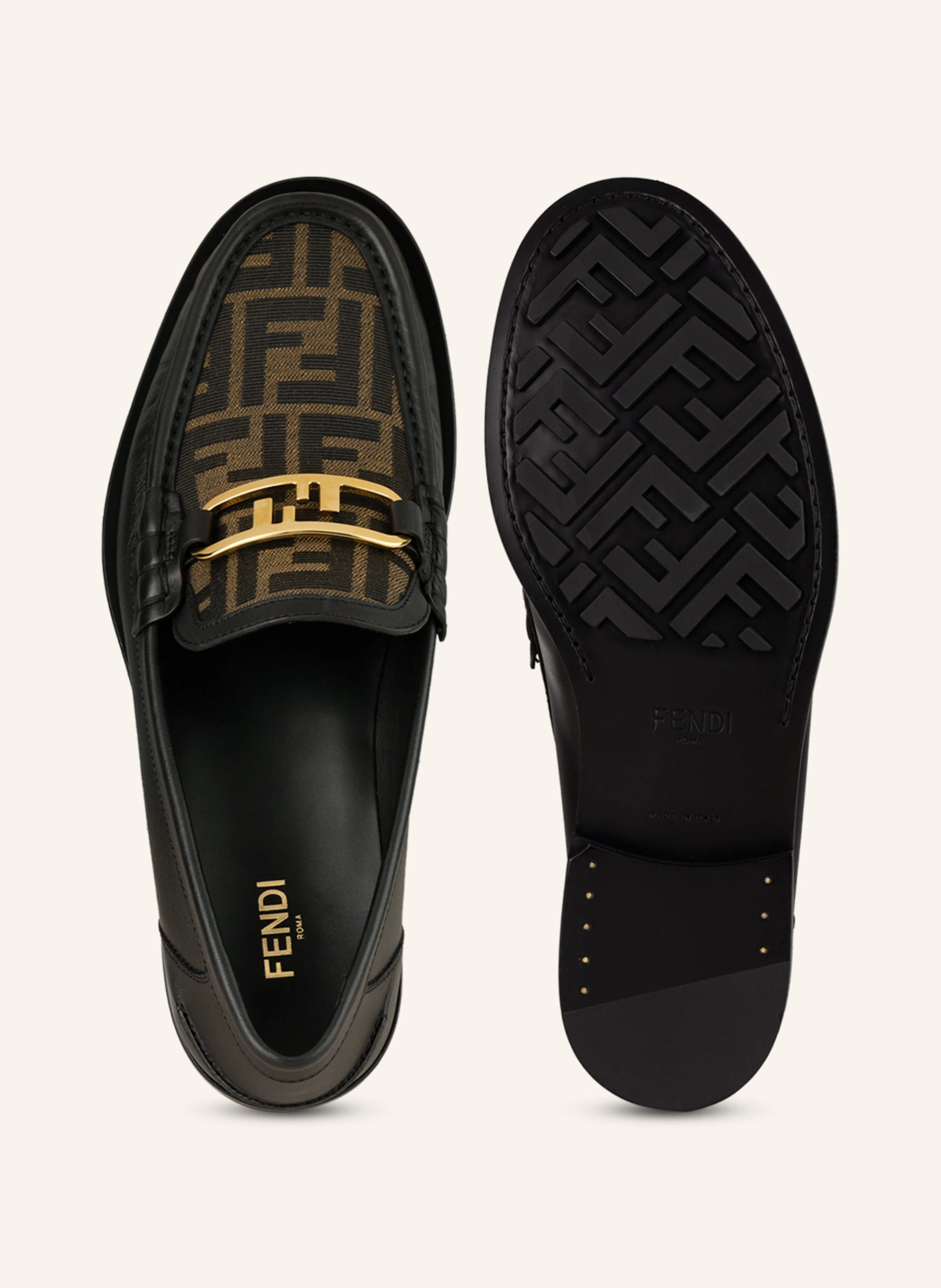 FENDI Loafers in black/ light brown