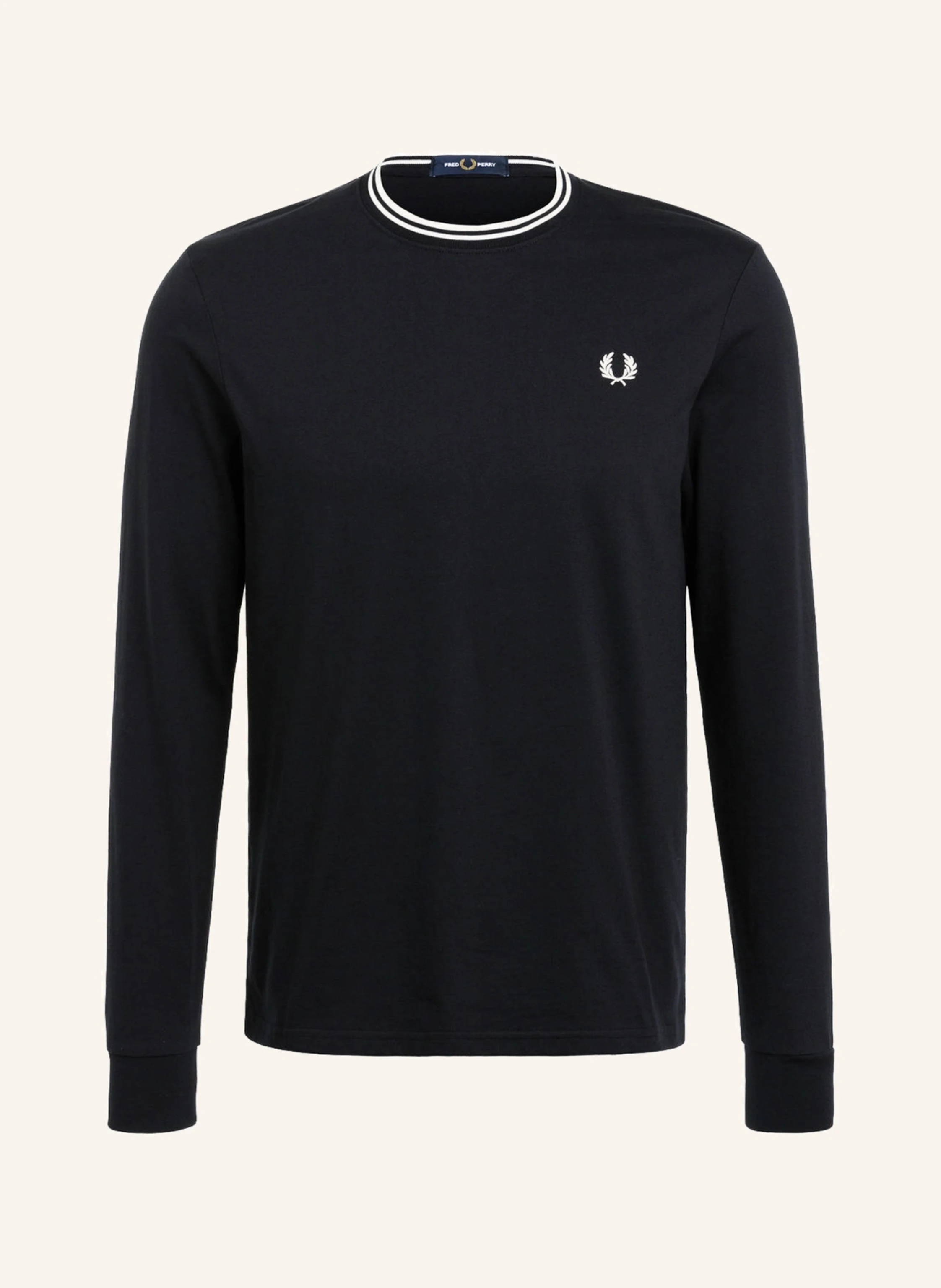FRED PERRY☆ Twin Tipped Long Sleeve T-Shirt BLACK Fred Perry Long Sleeve Twin Tipped Shirt Black at CareOfCarl.com