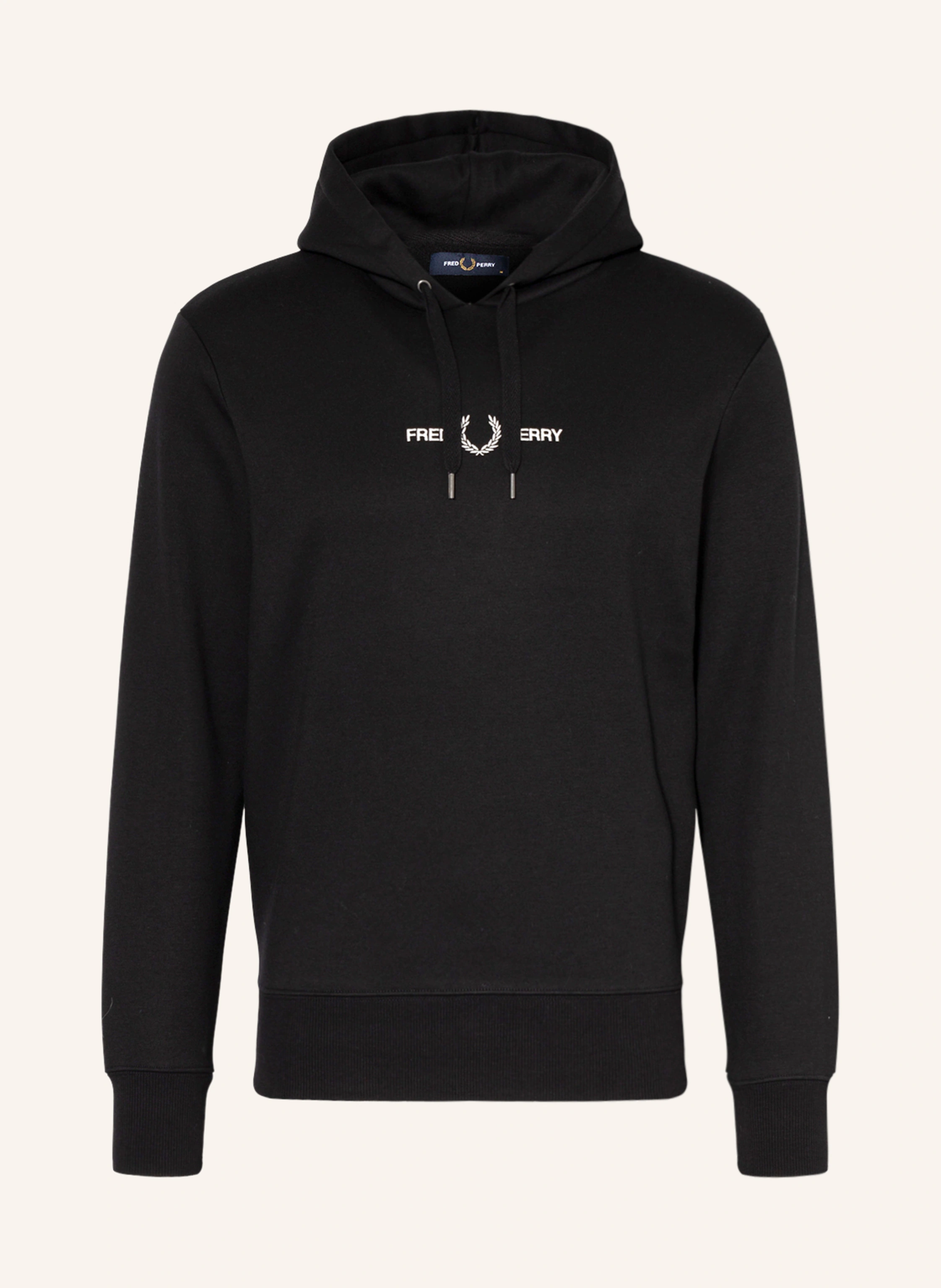 【FRED PERRY】 ★ Atmospheric Hooded Sweatshirt ★ Black Fred Perry Laurel Wreath Hooded Sweatshirt | Black