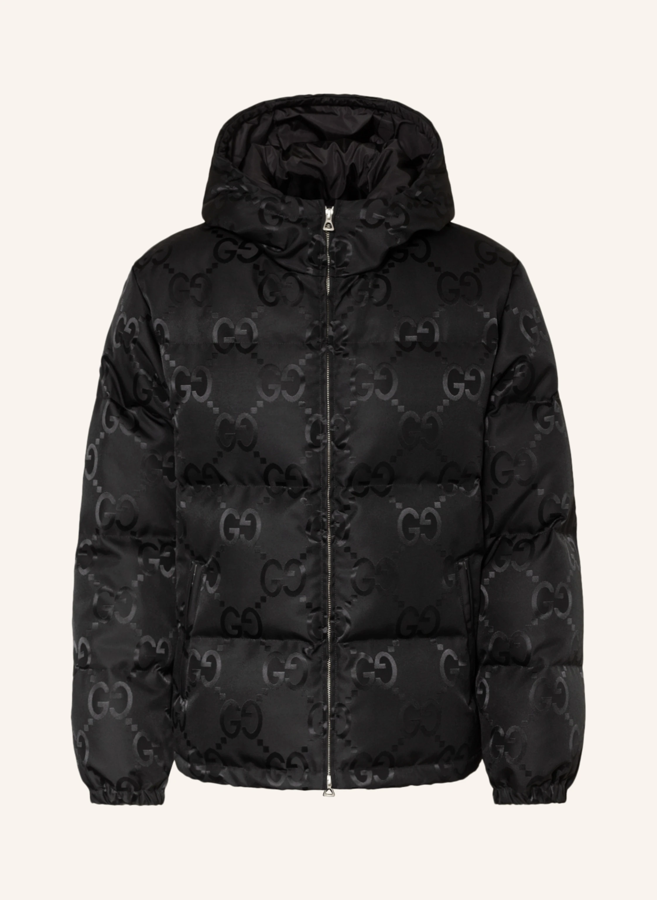 GUCCI ブラック ナイロンジャケット GGパターン GG nylon canvas down jacket in black | GUCCI® US