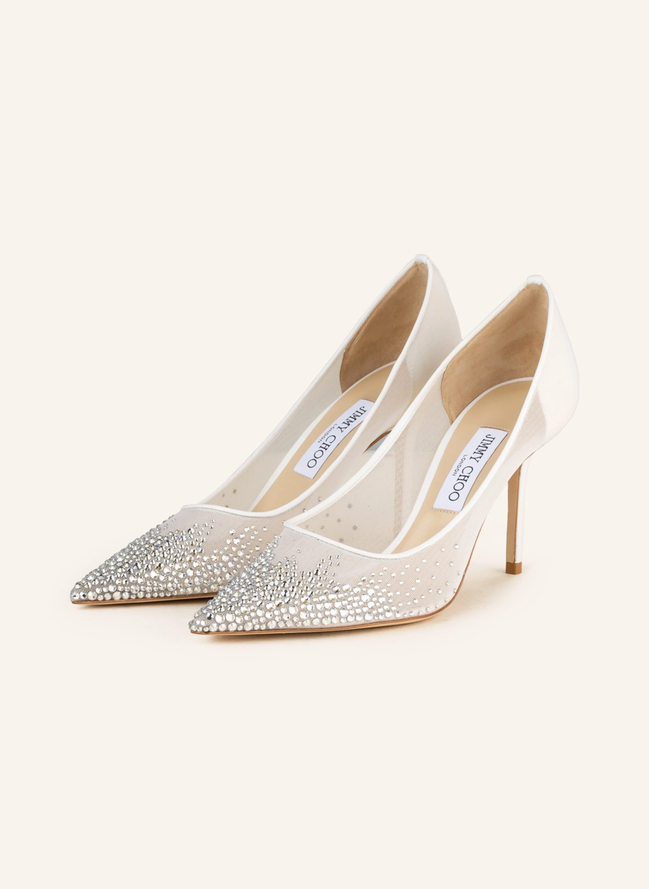 JIMMY CHOO Pumps LOVE 85 mit Schmucksteinen in ecru