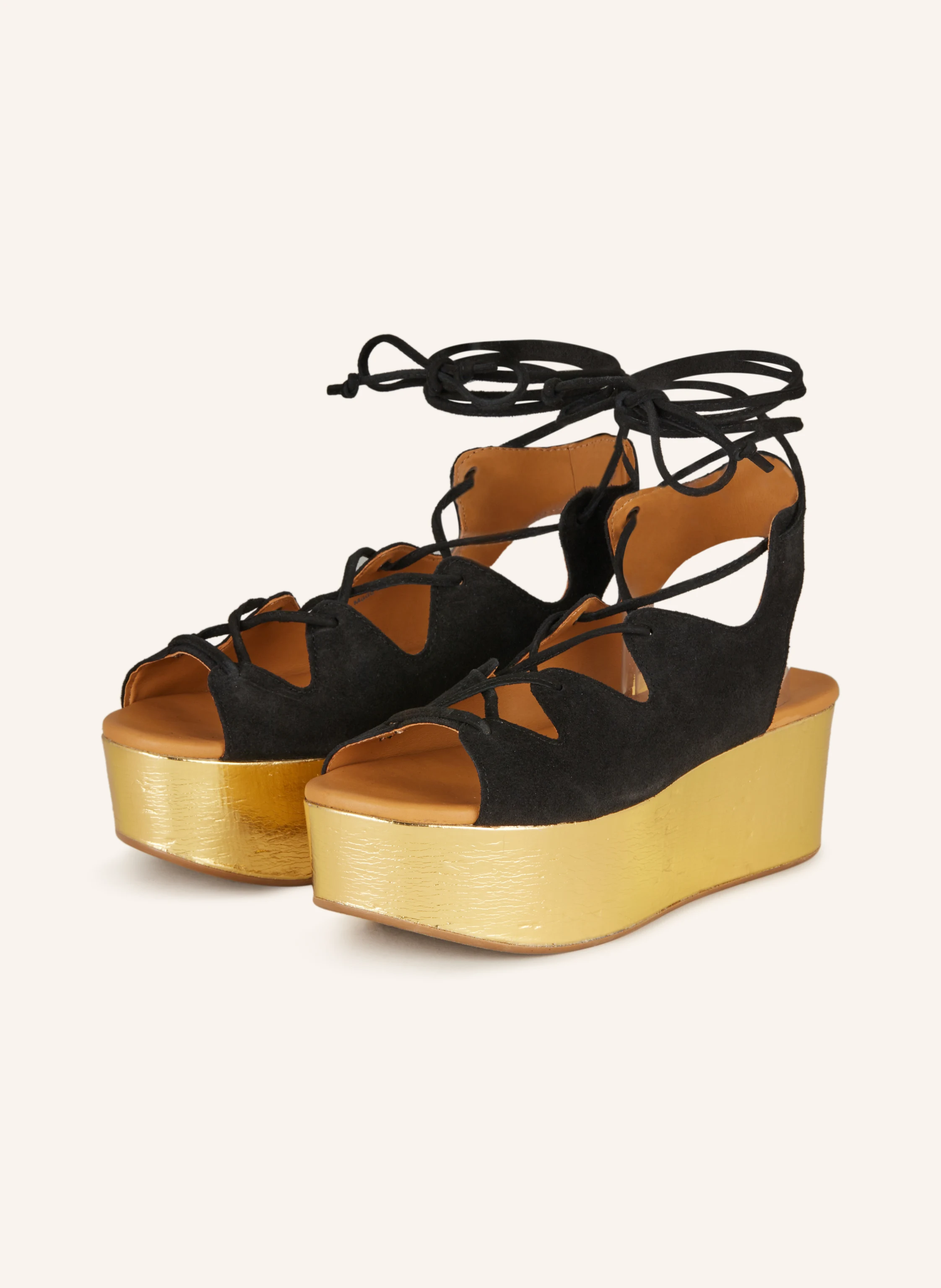SEE BY CHLOÉ Platform Sandals LIANA in 999/057 black cork/ gold