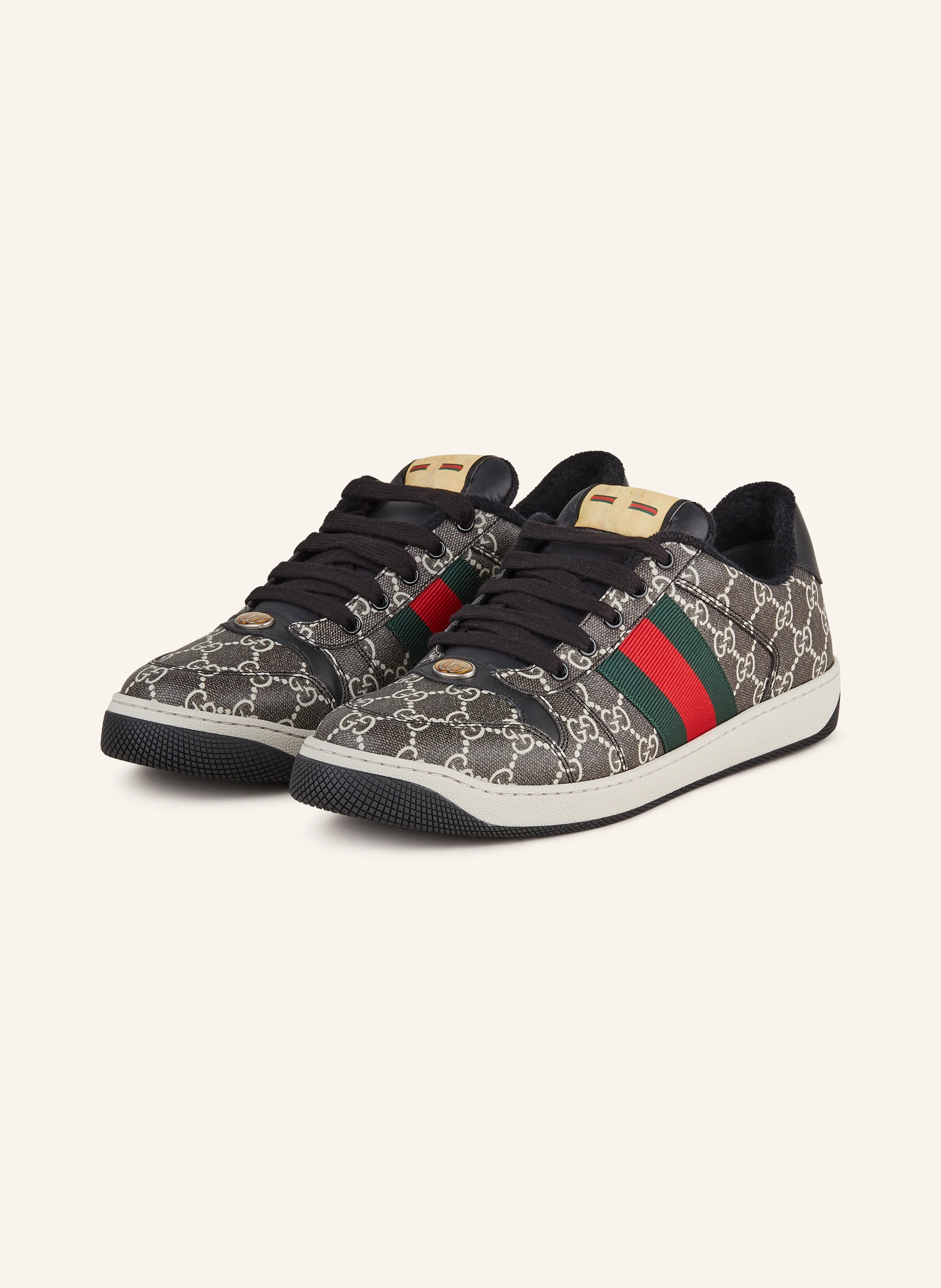 スニーカー Gucci Screener Sneaker GUCCI Screener embellished canvas and leather sneakers | NET