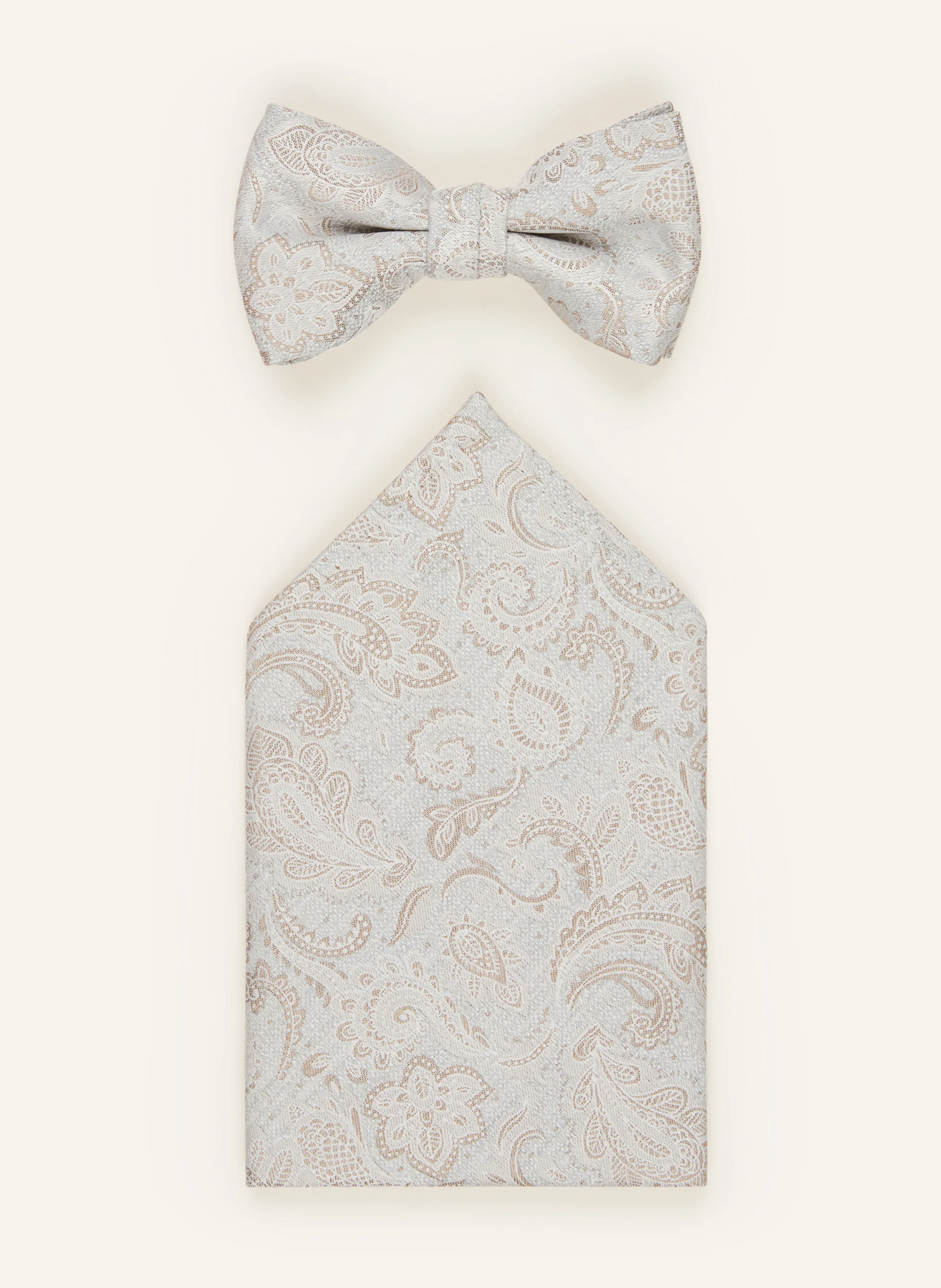 WILVORST Set: Bow tie and pocket square in light brown