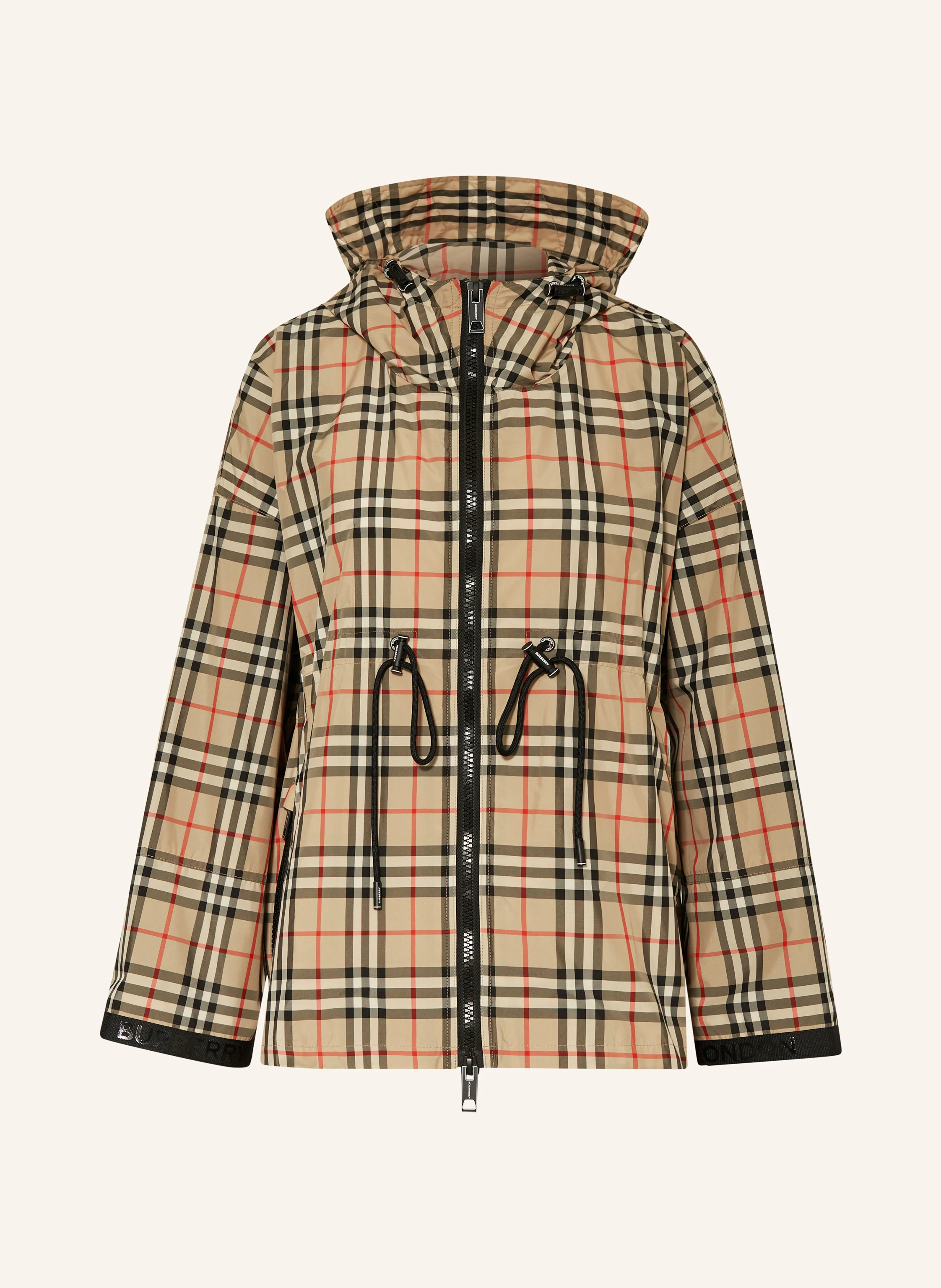 BURBERRY Kurtka BACTON kolor jasnobrązowy/ czarny/ czerwony