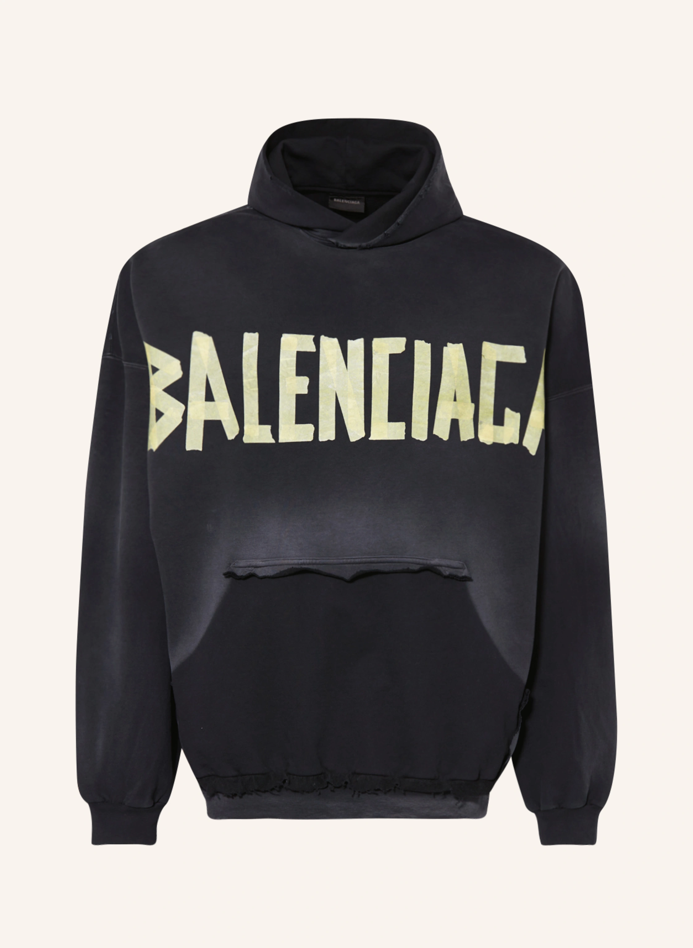 BALENCIAGA Bluza z kapturem oversize z wycięciami kolor czarny