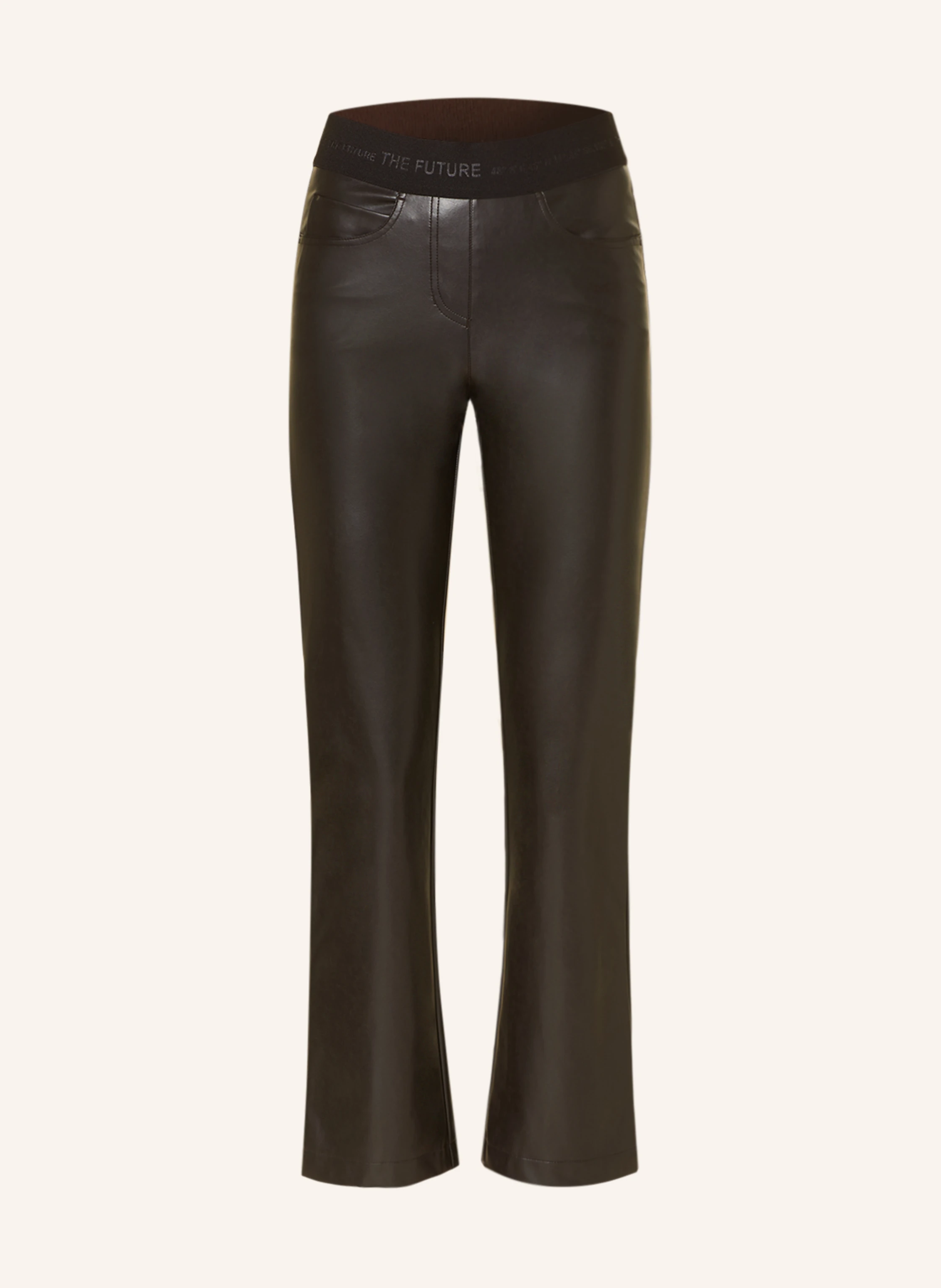 CAMBIO Trousers FELICE in leather look in dark brown