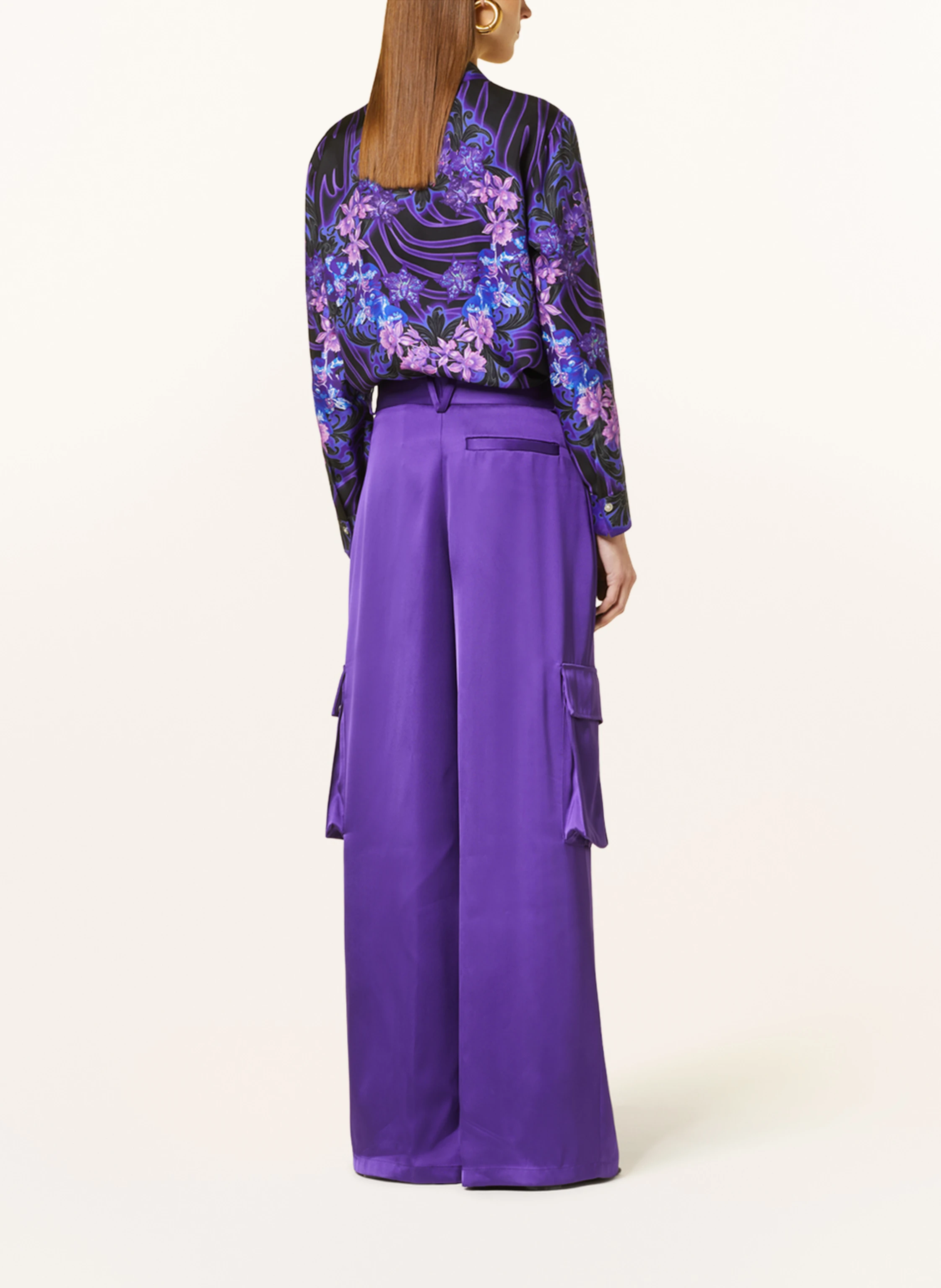 VERSACE★PURPLE SILK-VISCOSE BLEND CARGO TROUSERS VERSACE Cargo pants in dark purple