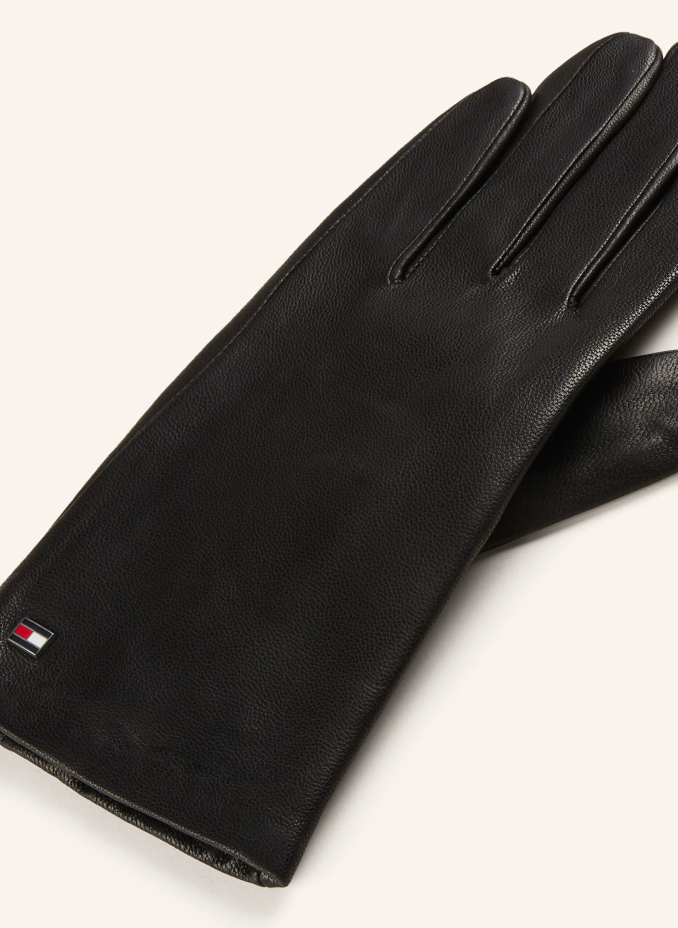 TOMMY HILFIGER Lederhandschuhe mit Touchscreen-Funktion in schwarz