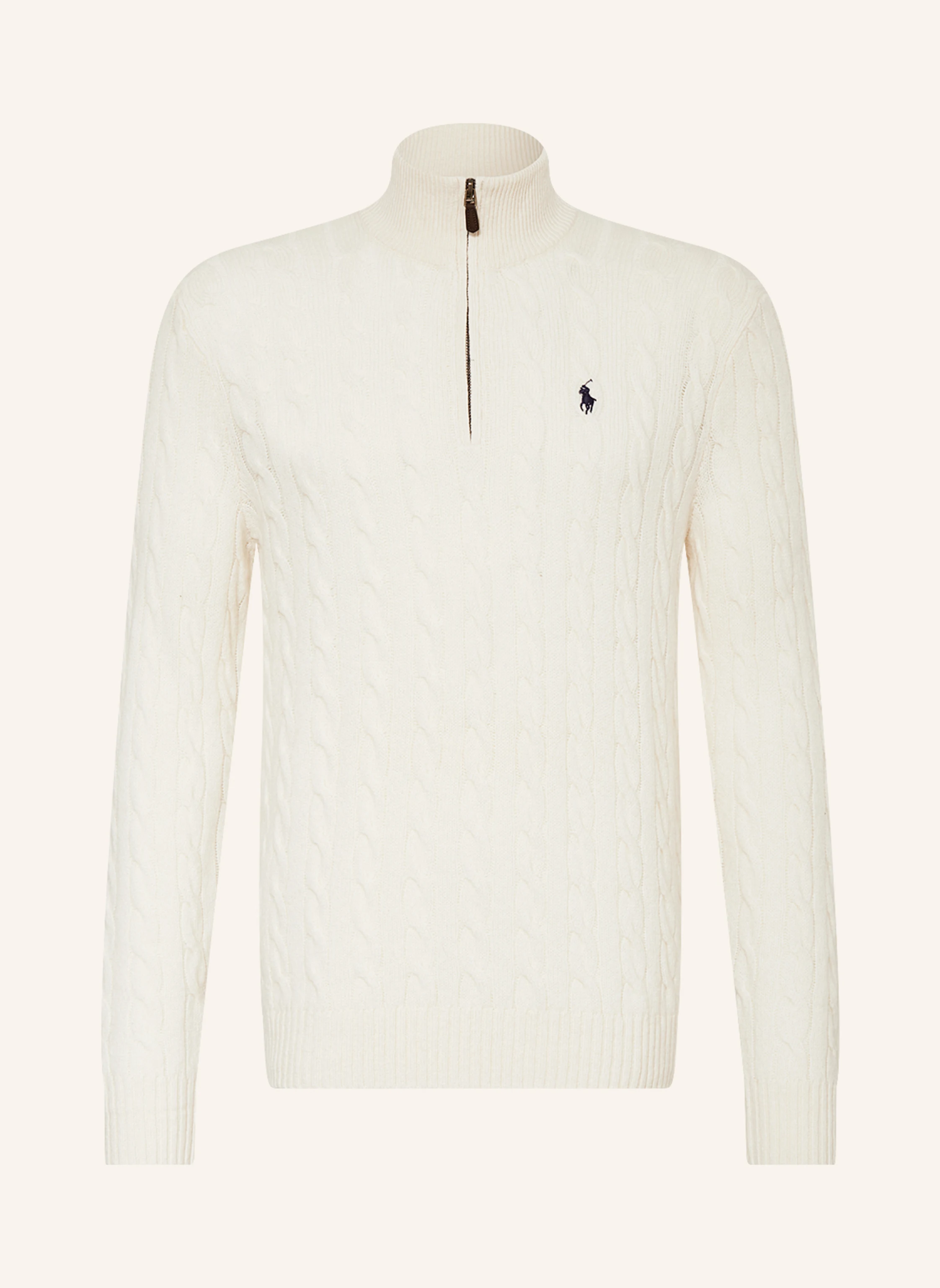 90’s RALPH LAUREN Half Zip Border Knit Ralph Lauren Cable Knit Half Zip Jumper Grey | Mainline