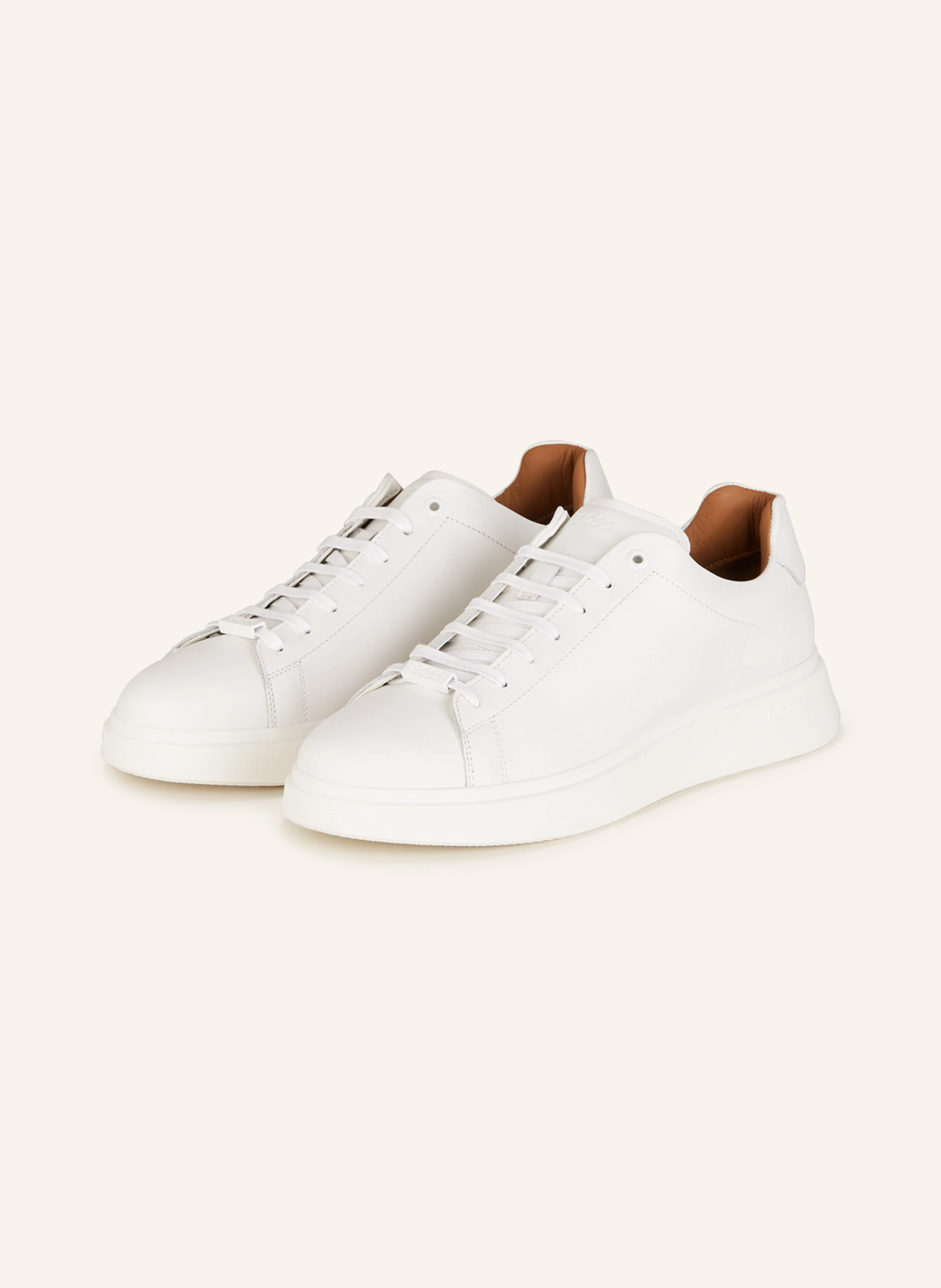 BOSS Mens White Logo Padded Bulton Round Toe Wedge Leather Sneakers Shoes 9 BOSS Bulton leather shoes white - Esdemarca Store fashion  main image 3