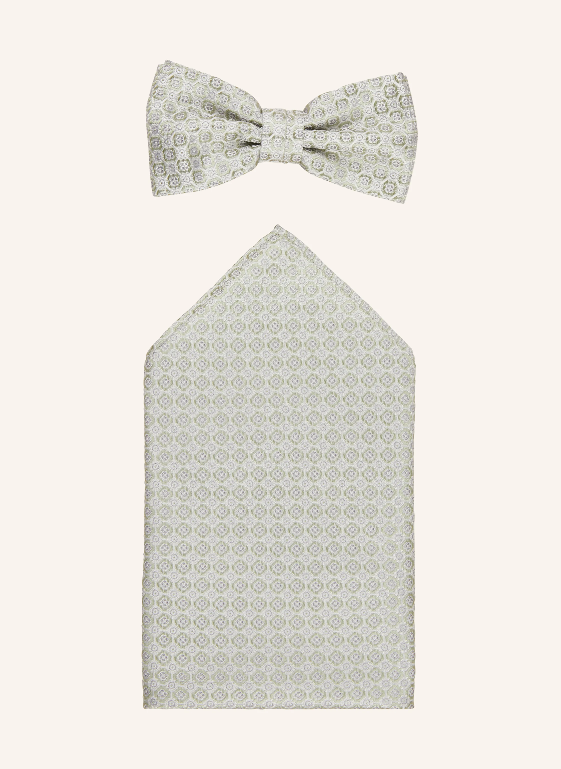 Prince BOWTIE Set: papion și batistă: VERDE DESCHIS / CREM